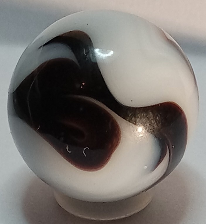 Vintage Marble Premium RAVENSWOOD WV Swirl White Plum Brown 9/16″ NM 1940S-50S