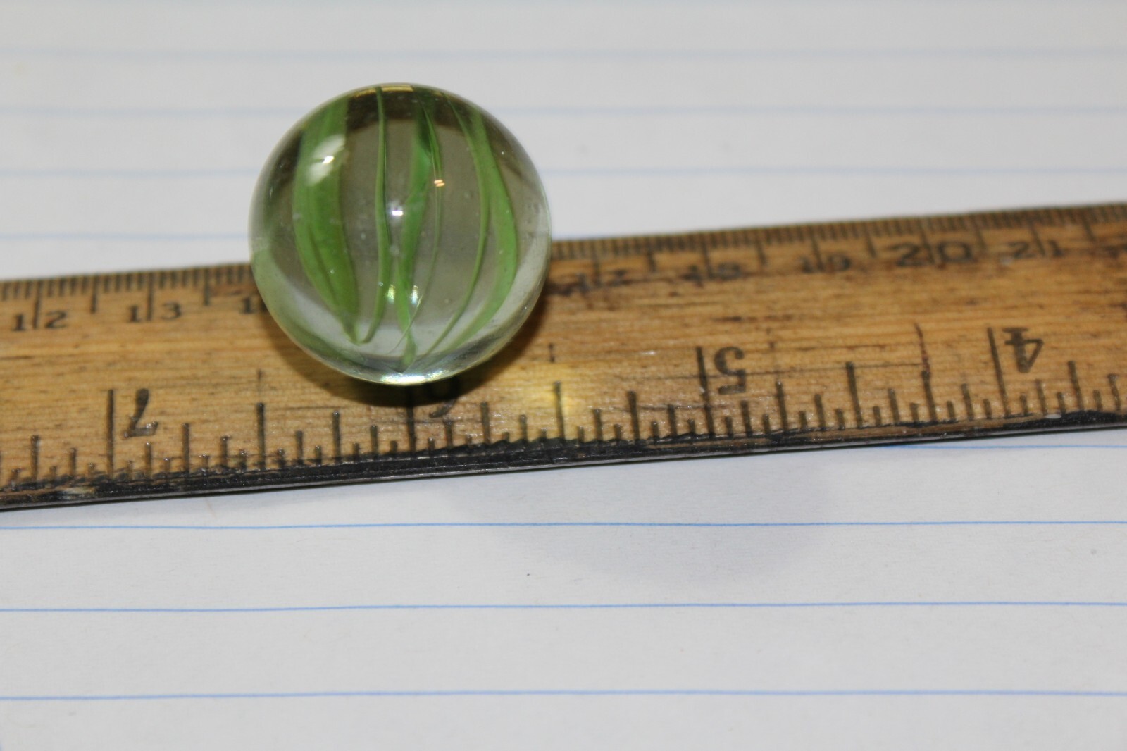 Vintage Machine Made 1″ Shooter Marble Caged Green Strands