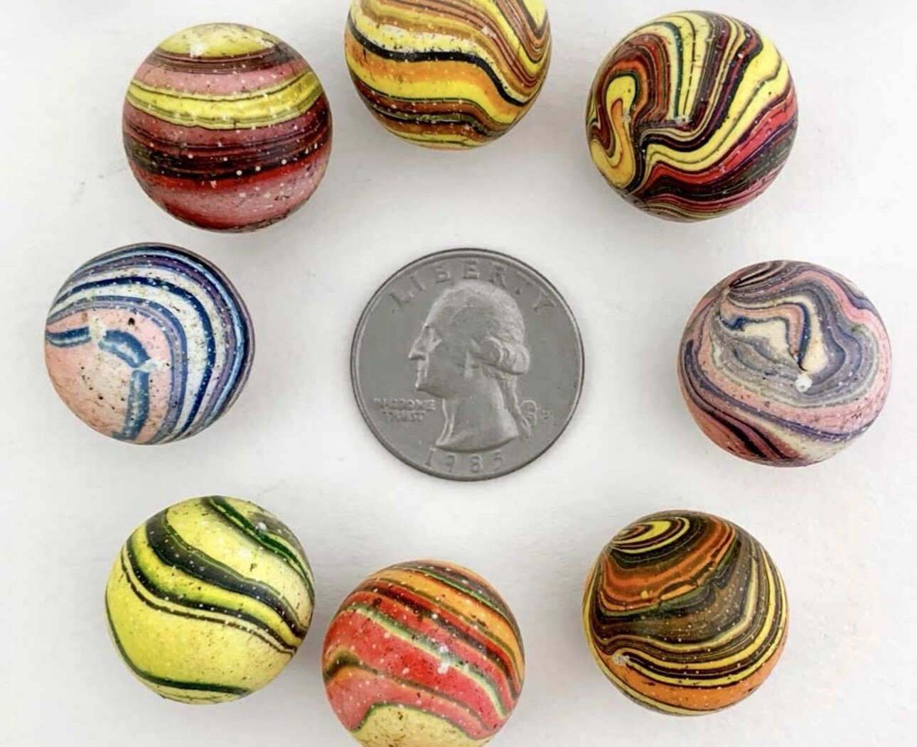 Hand made In Italy, 8 Random Clay Marbles Created by Artist Laura Berretti.
