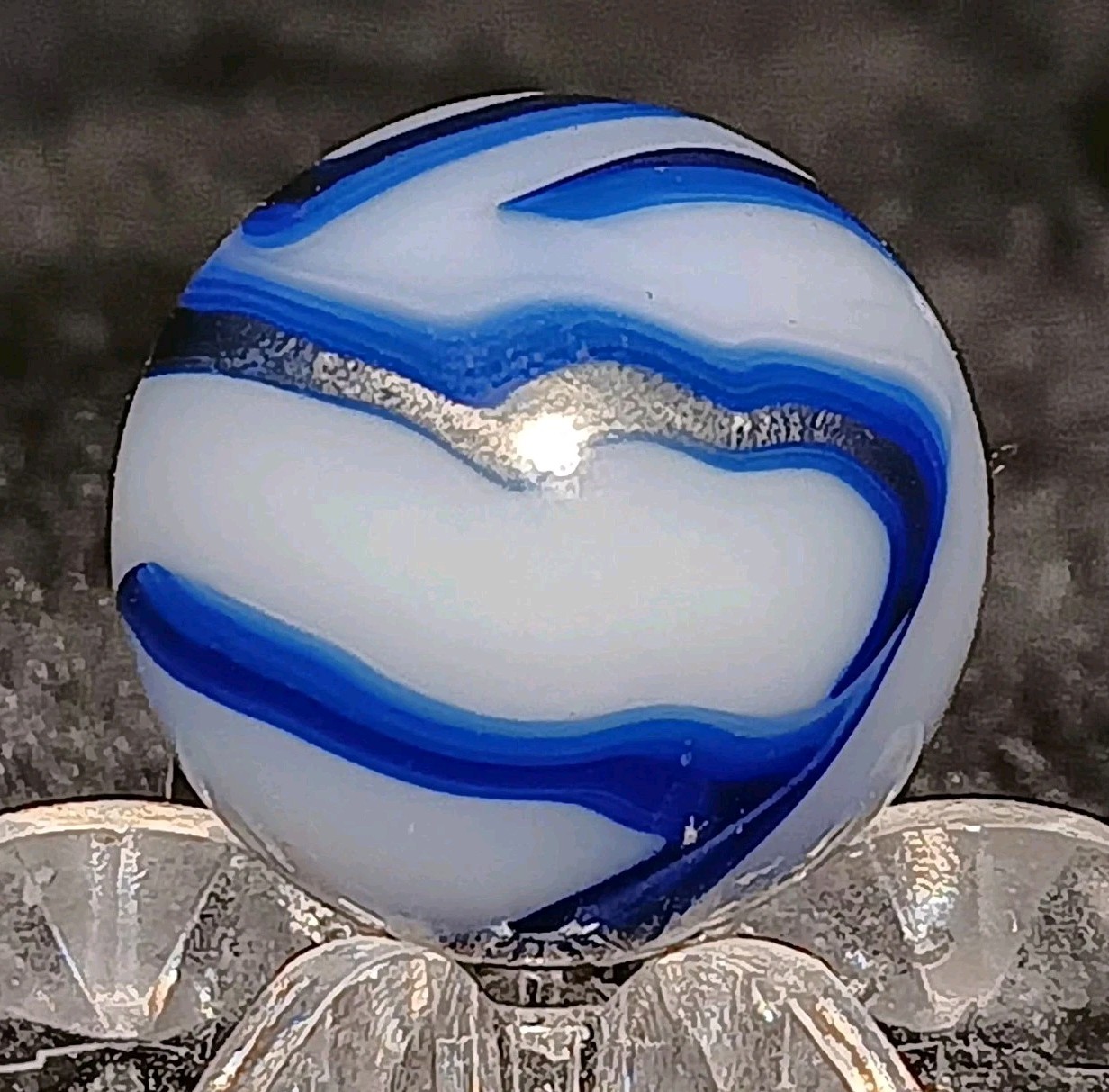 Vintage Alley Agate “METALLIC” Swirl Marble. .58″ Mint. Stunning HTF Example.