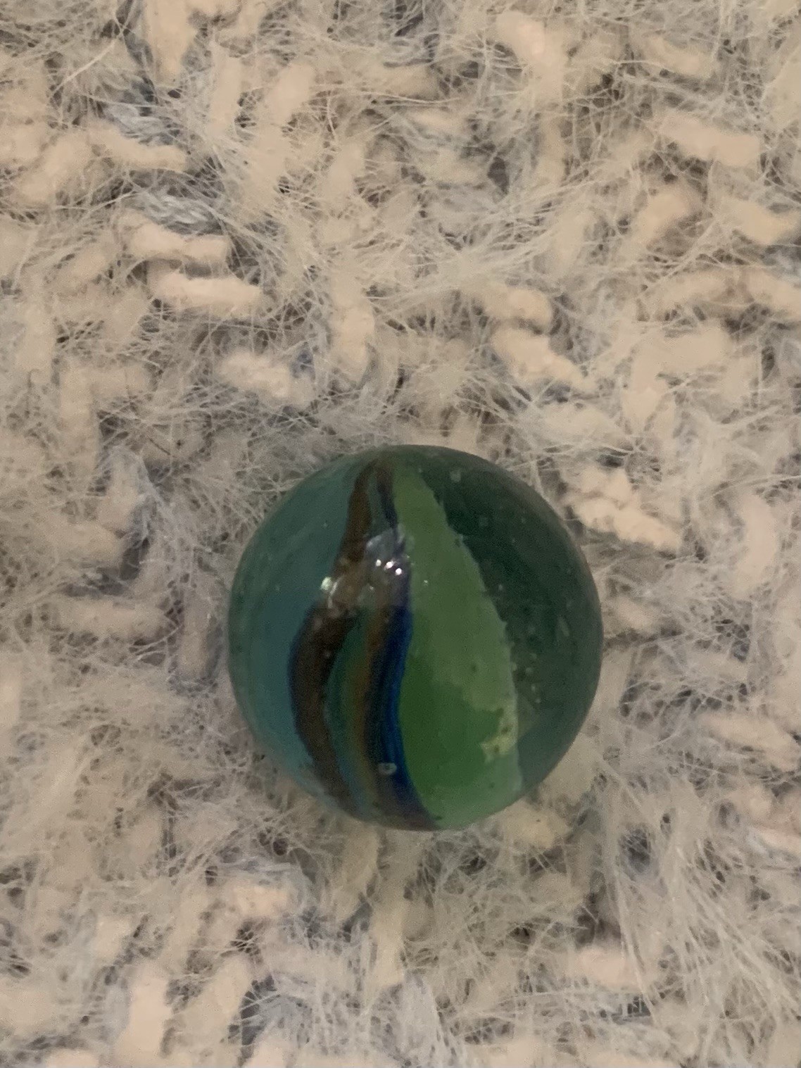 Vitro Six Vane Three Color Cross Through Cat’s Eye Marble *Green Blue Red*