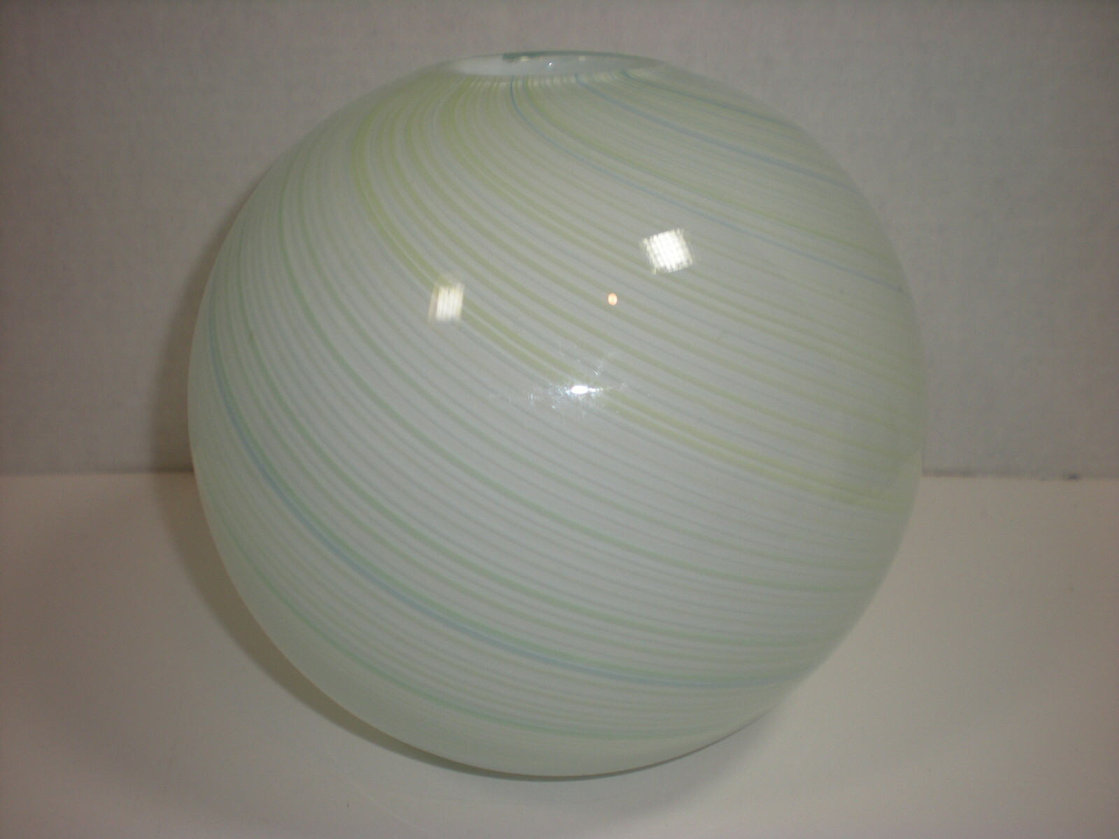Large SWIRL Marble VASE vtg 7″ Multi color Hand Blown Ground pontil scar