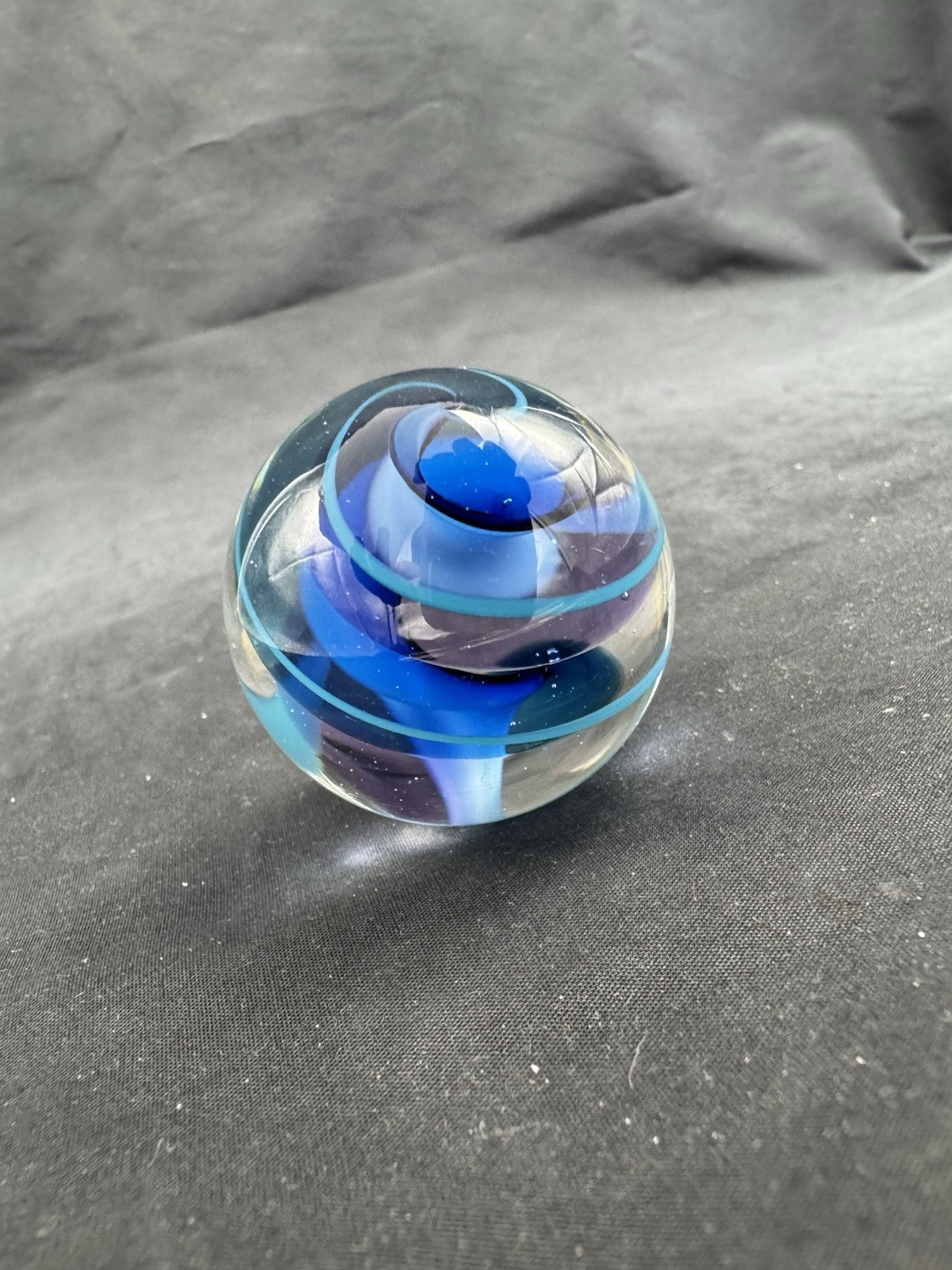Vintage Mark Matthews Art Glass Marble Spiral Design, 1.47″
