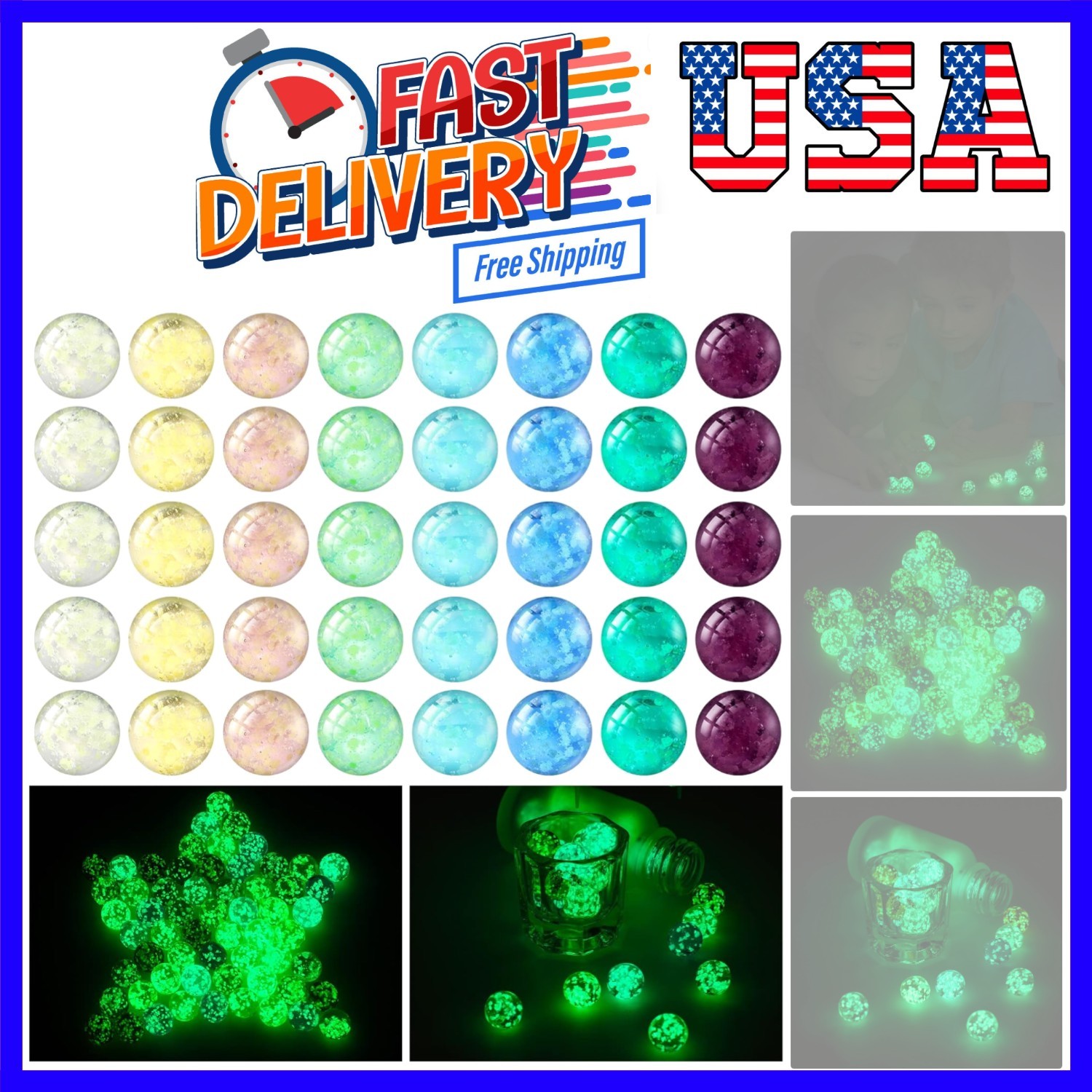 48 Pieces Marbles Glow in The Dark for Kids Mixed Colors Luminous Glass Marbl…