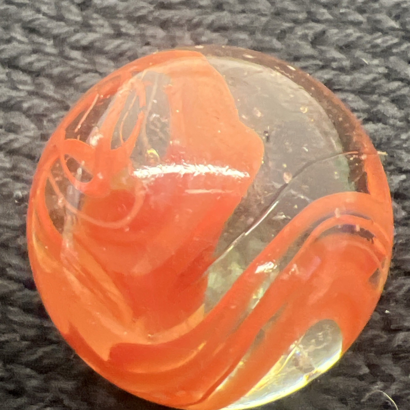 2 35mm Marbles glass ball Clear Yellow/ Red Giant HUGE Swirl