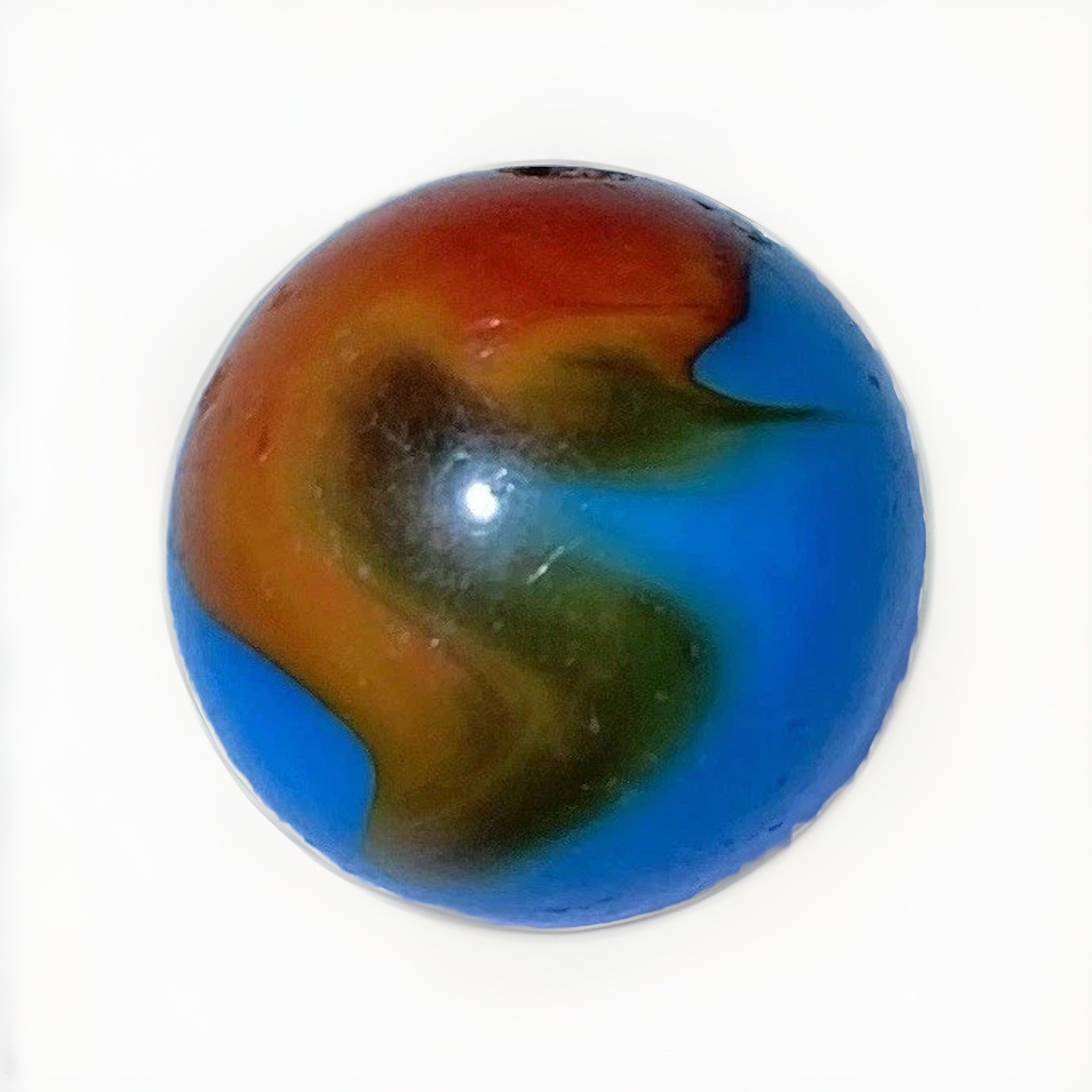 Vintage Peltier Glass Burnt Spiderman Ribbon Marble