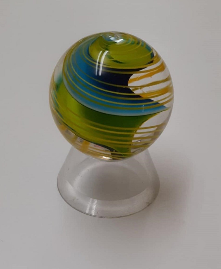 William Murray Contemporary Handmade Ribbon Core Swirl Marble 1. 28″ Signed