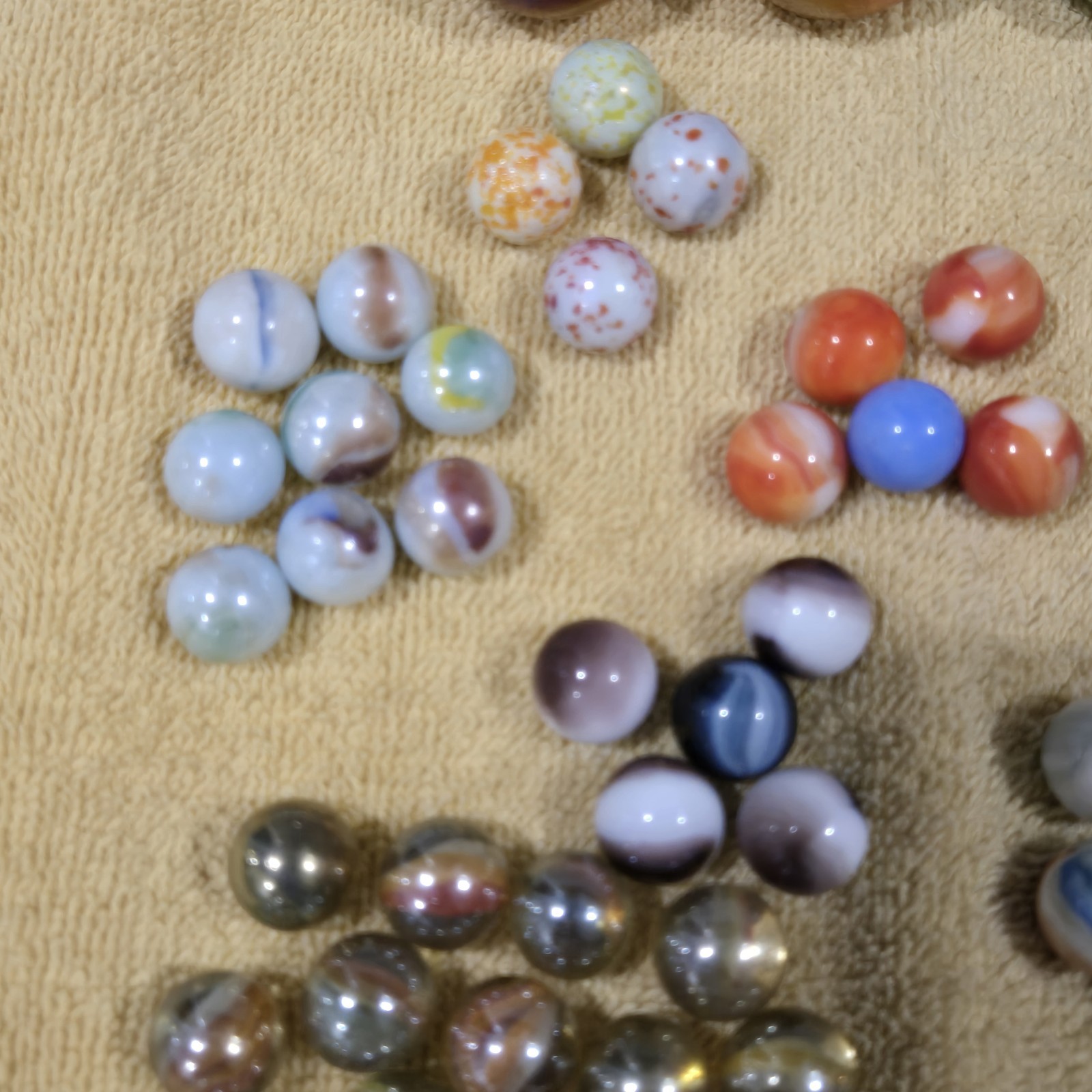 56 Vintage Marbles: 3 Reg. Boulders; 3XL Boulders; 50 Common-size Marbles. L00K!