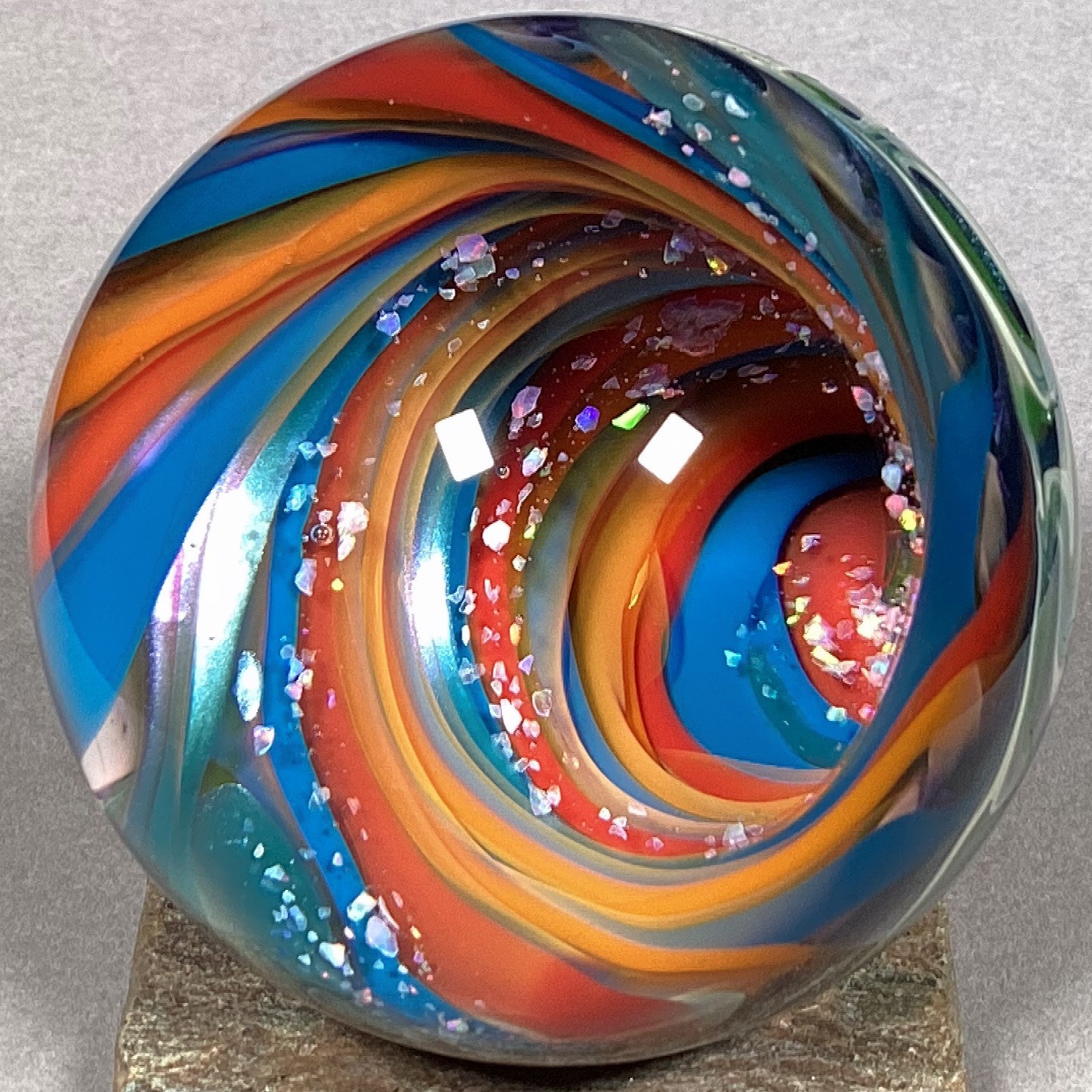 Vortex Marble Handmade by Bill Grout 2.17″ Dormant Spring 020826 Boro Glass