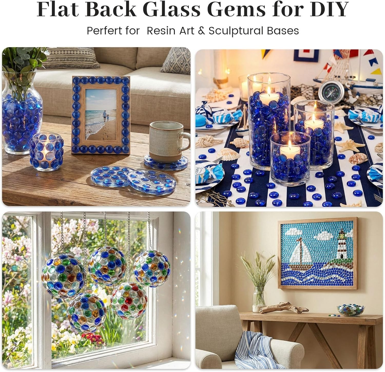 Elegant 1LB Dark Blue Glass Vases Marbles – Perfect for Crafts & Table Decor