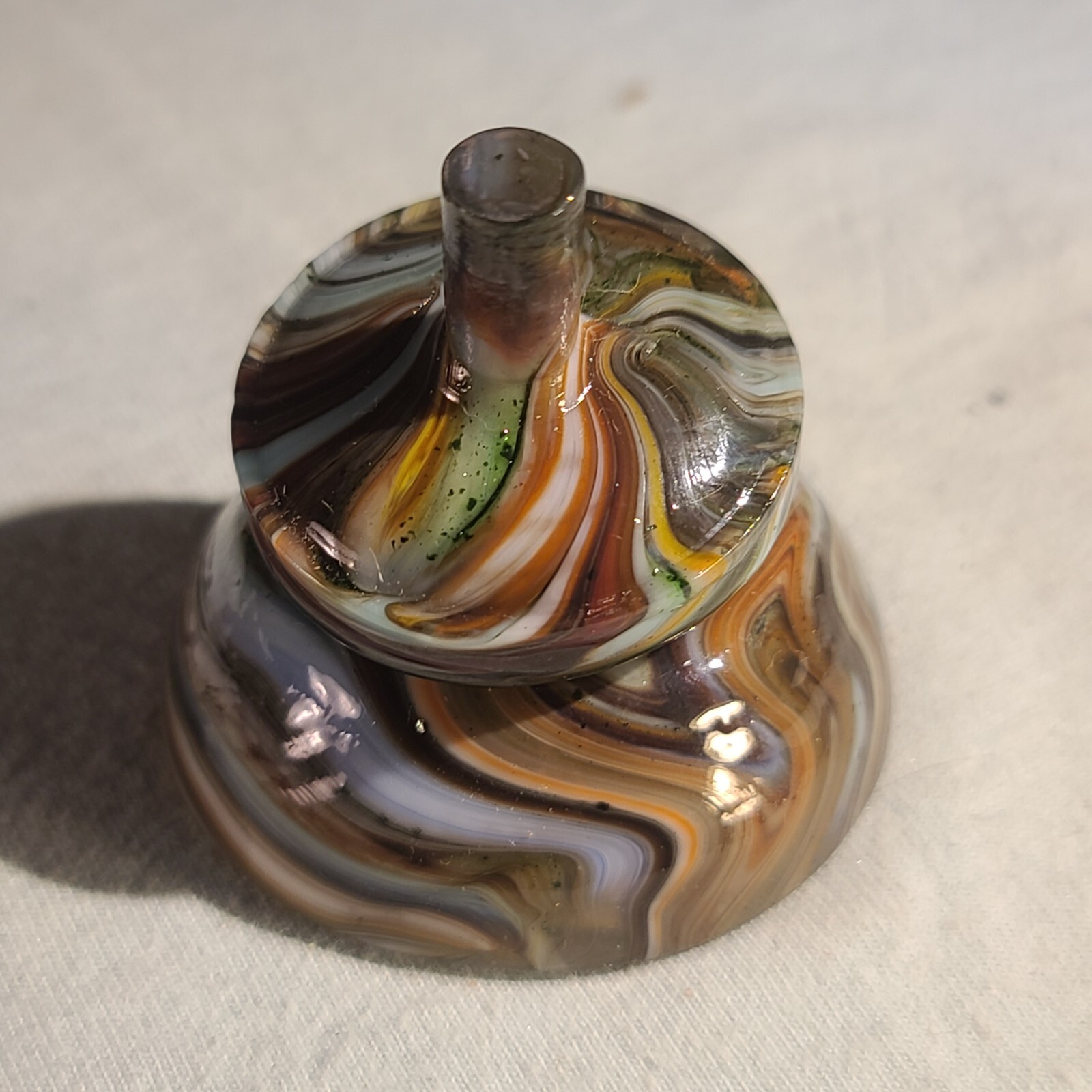 ANDY DAVIS, Glass Art Spinning Top & Base, Tom Jinks Run (?), #260E
