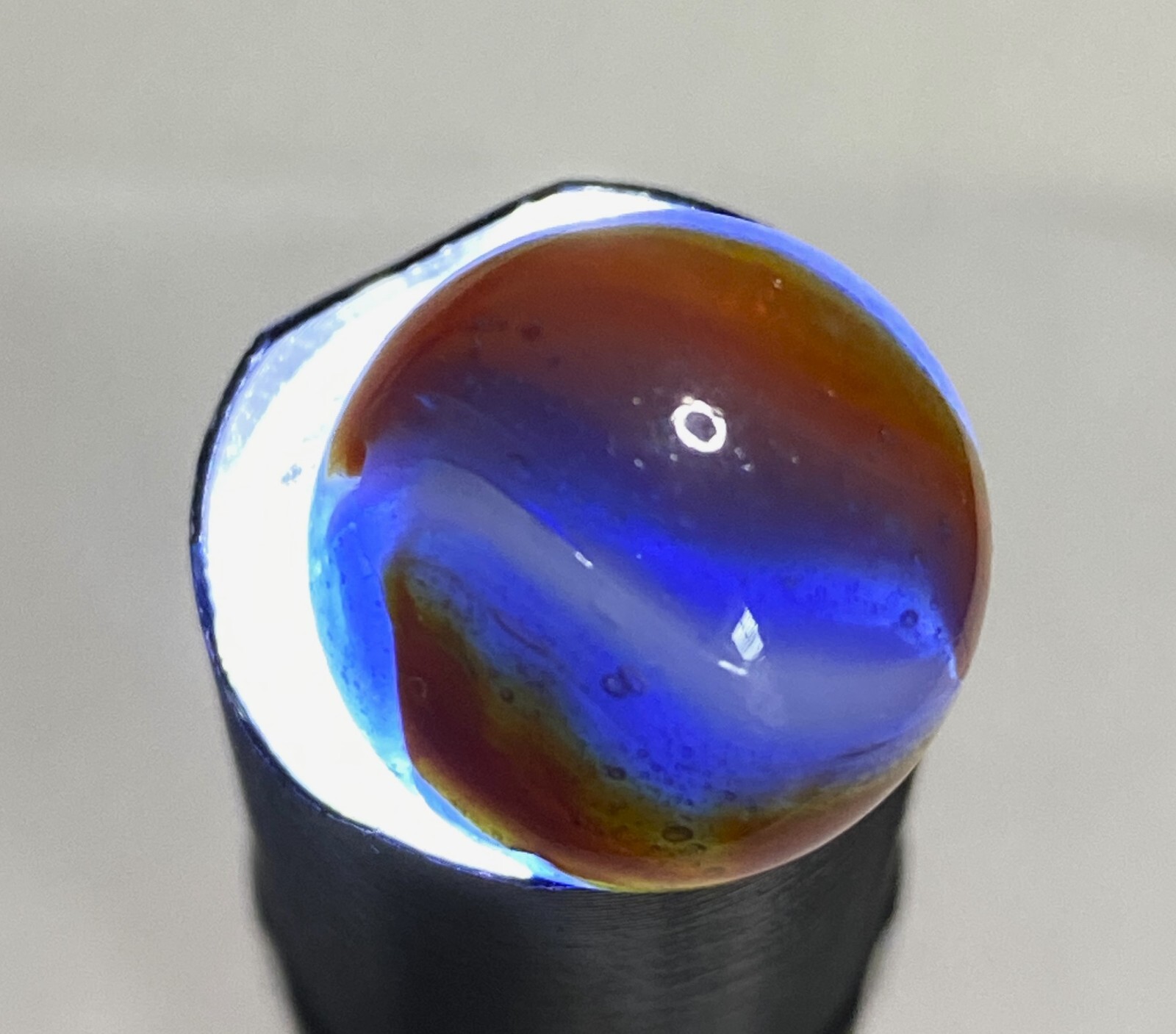 #9 PELTIER MARBLE HYBRID RAINBO BLENDED SPIDERMAN BURNT COLORS .60″ NM+/- MX128