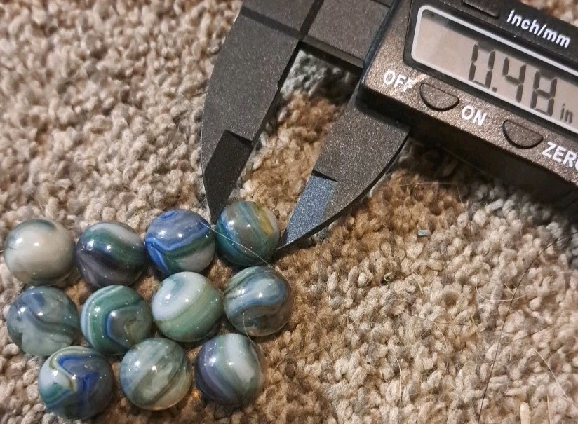 Lot Of 11 Estate Sale Marbles Blues Not UV .48″