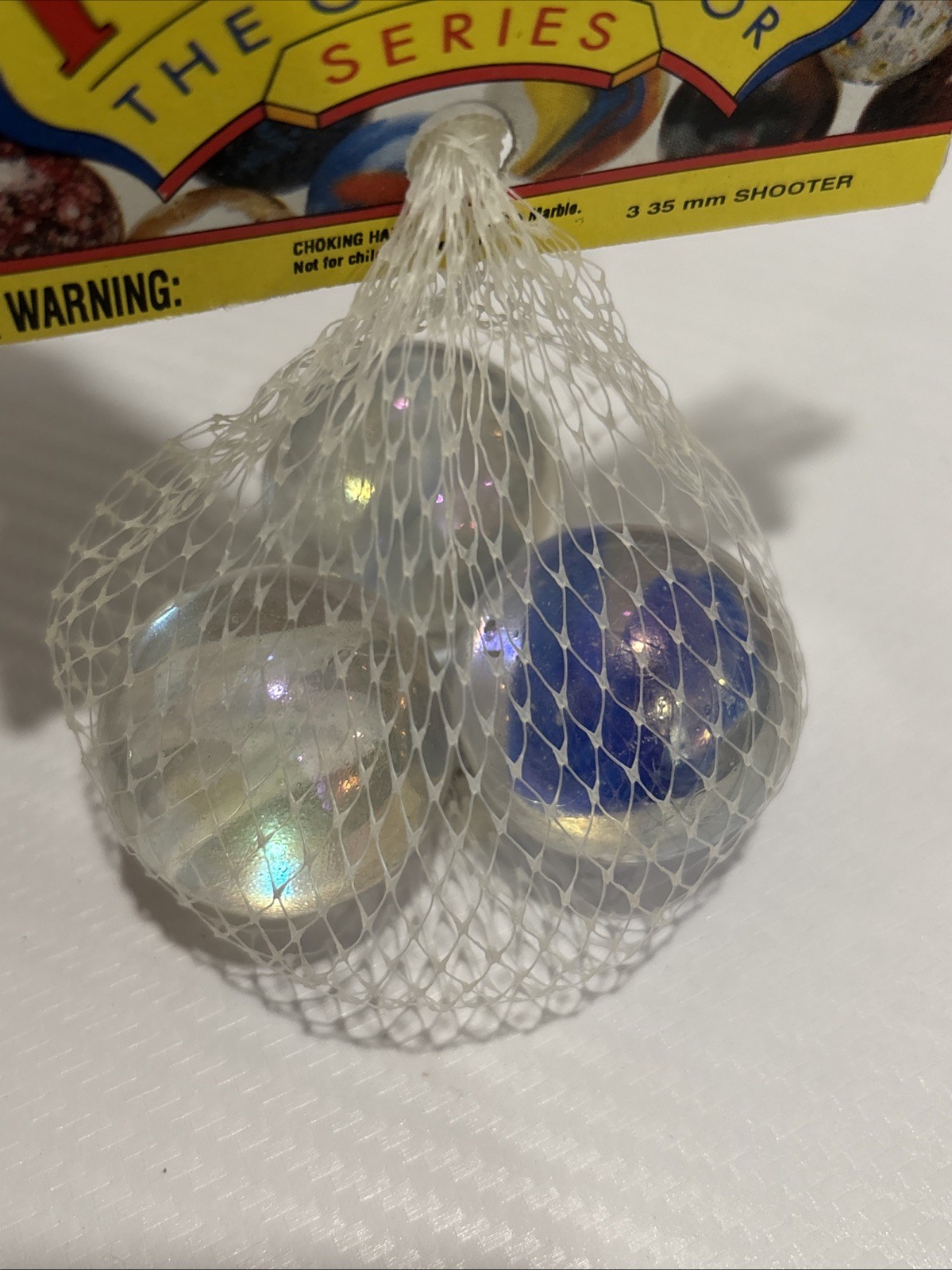 “SNOWFLAKES” *LOT OF 2* VACOR MEGA MARBLES Vintage 1990s Net Bag 24 16mm & 35mm