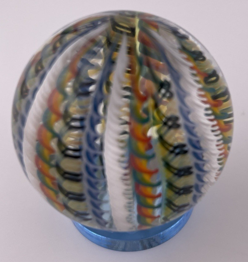 JOSHUA JUSTICE 2024 FILIGRANA GLASS MARBLE WITH J BLUE STAND
