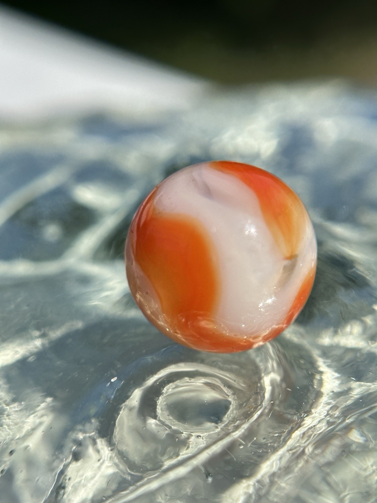 Vtg Alley Agate Sisterville HTF Orange Crush Swirl Lawrence Alley Co .58” Marble