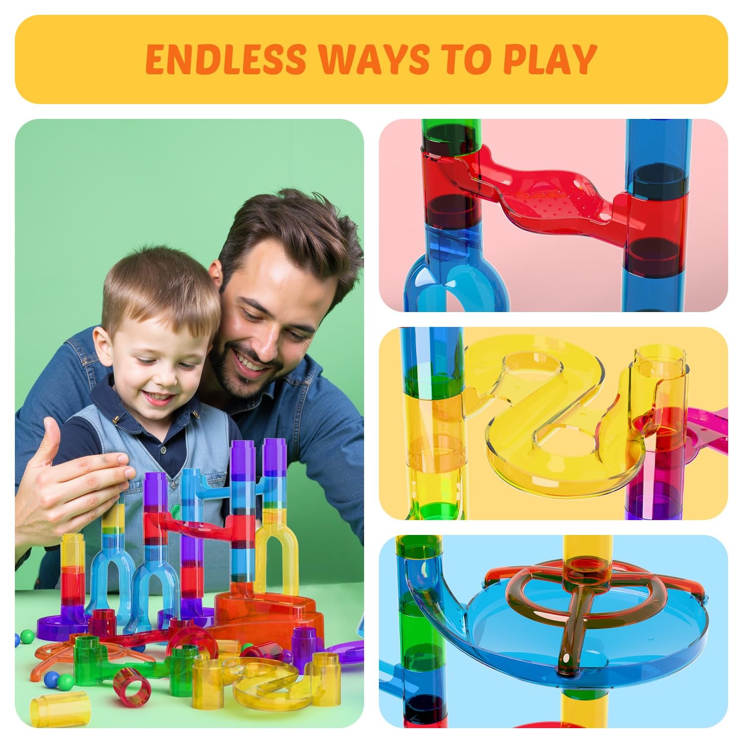 Marble Run Kit for Kids,Upgrade Maze 16mm 25 cm x 10 x 27