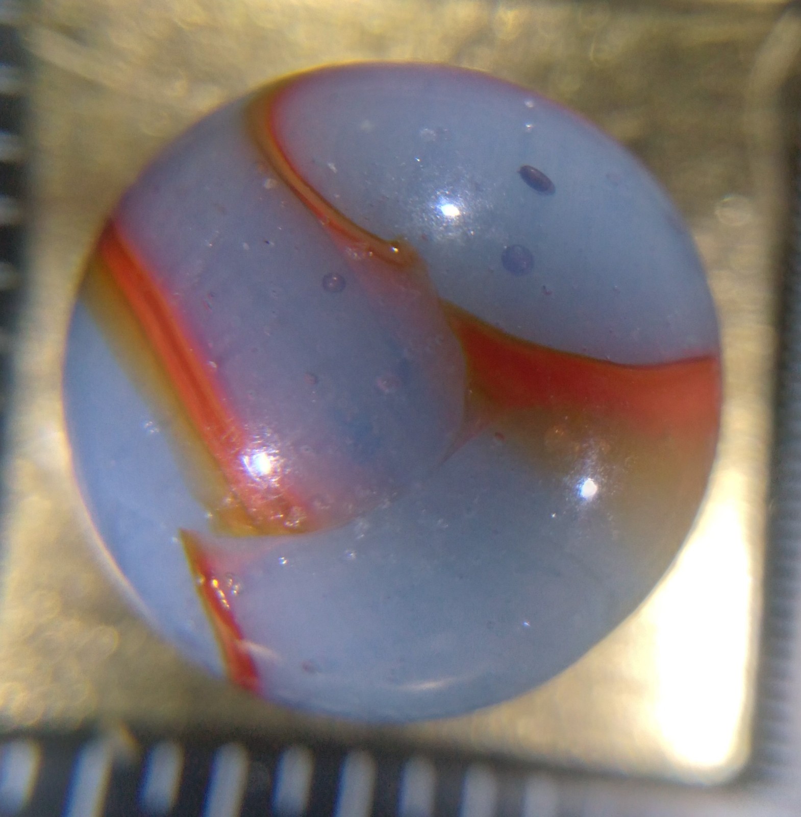 Vintage marbles .59 Antique Peltier NLR Kokomo Opal Rainbo