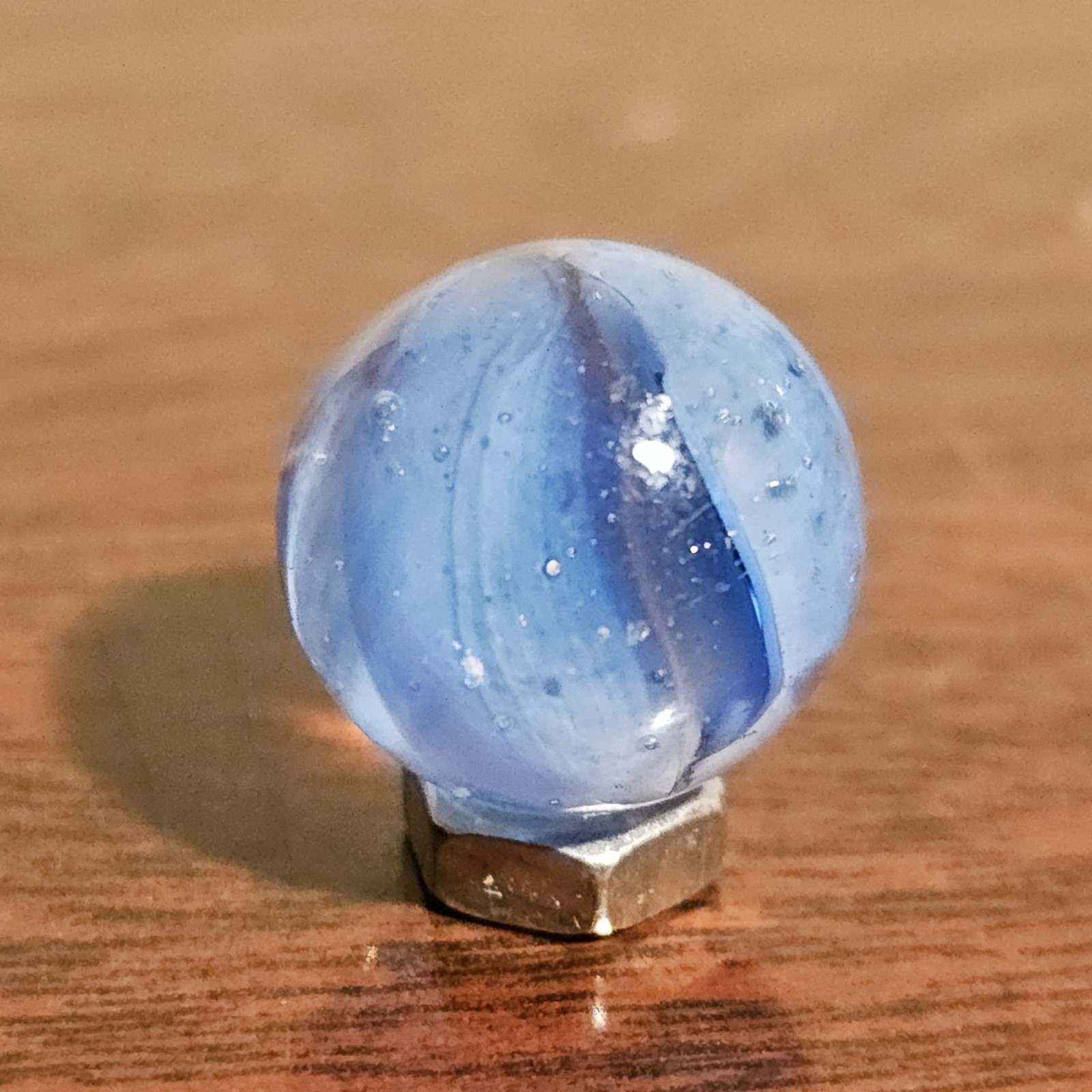 Vintage CE Bogard Blue 4 Lobe Floppy .625″ Glass Marble
