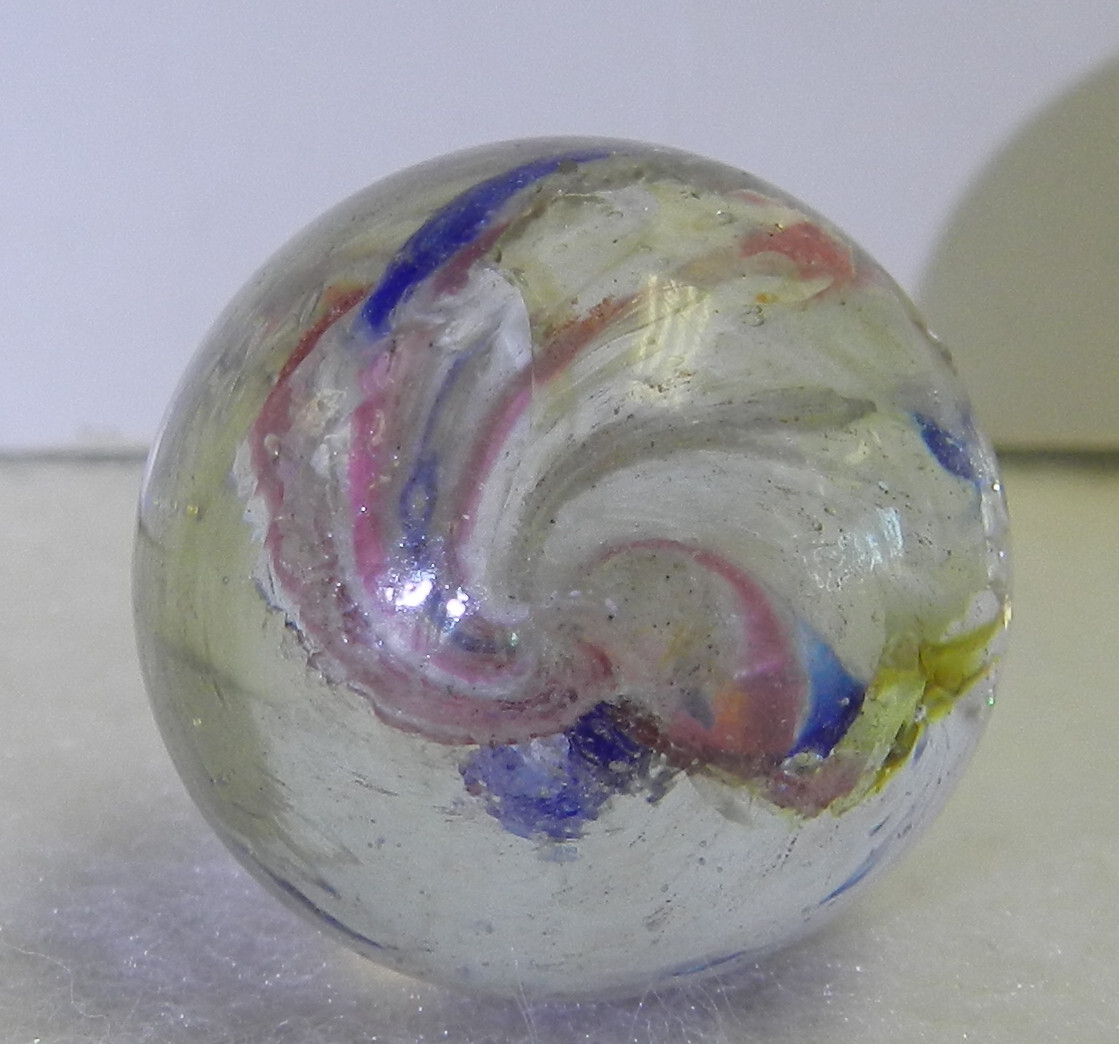 #18722m Interesting Shrunken Onionskin Vintage German Handmade Shooter Marble