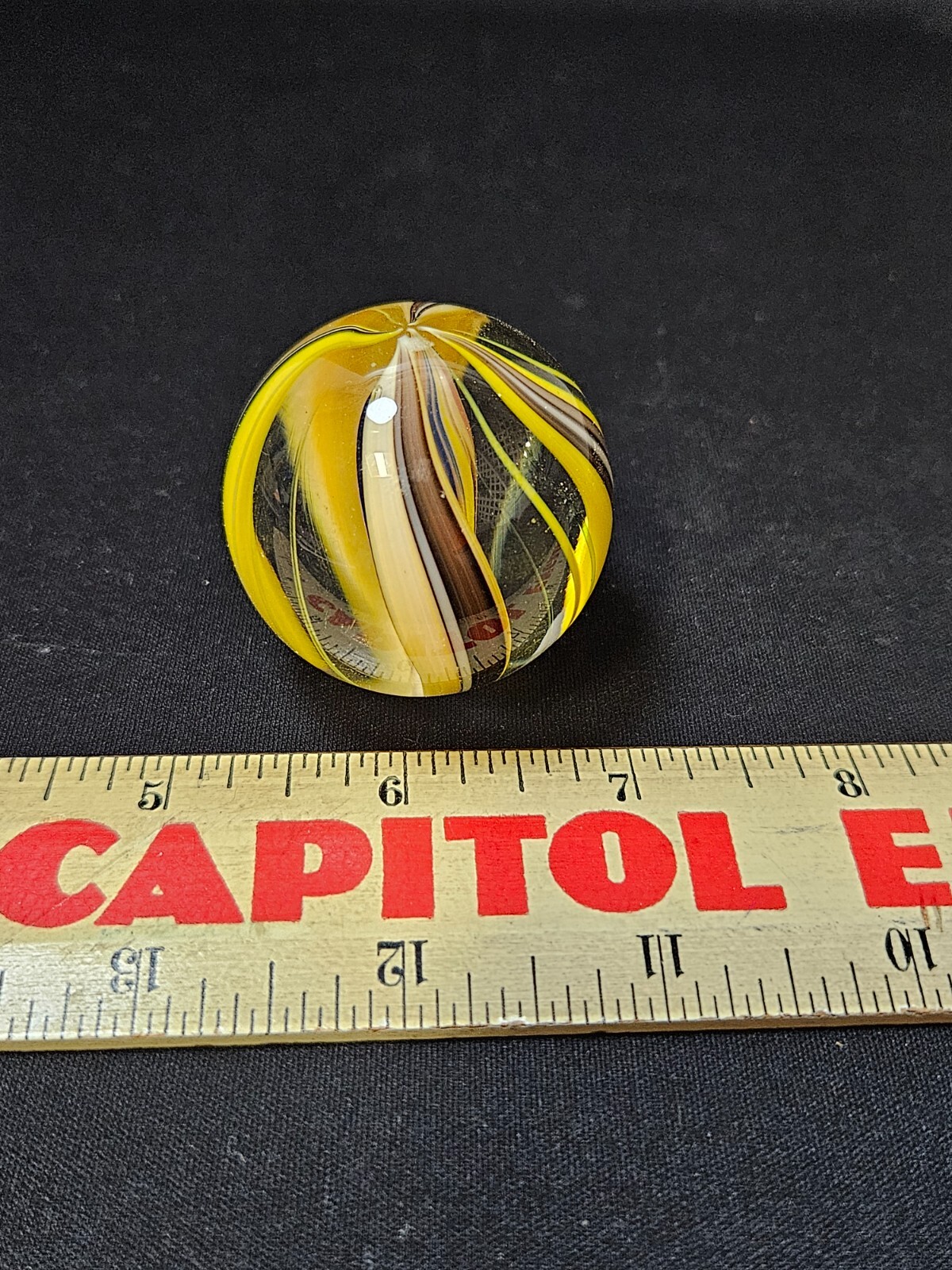 Vintage Glass Swirl Ribbon Very Large Shooter Marble No chips or cracks! Look!