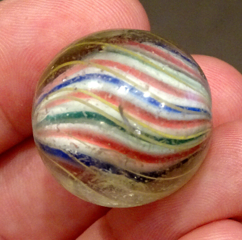 STUNNING! German MARBLE Estate Fresh ANTIQUE Vintage LATTICINIO CORE SWIRL Twist