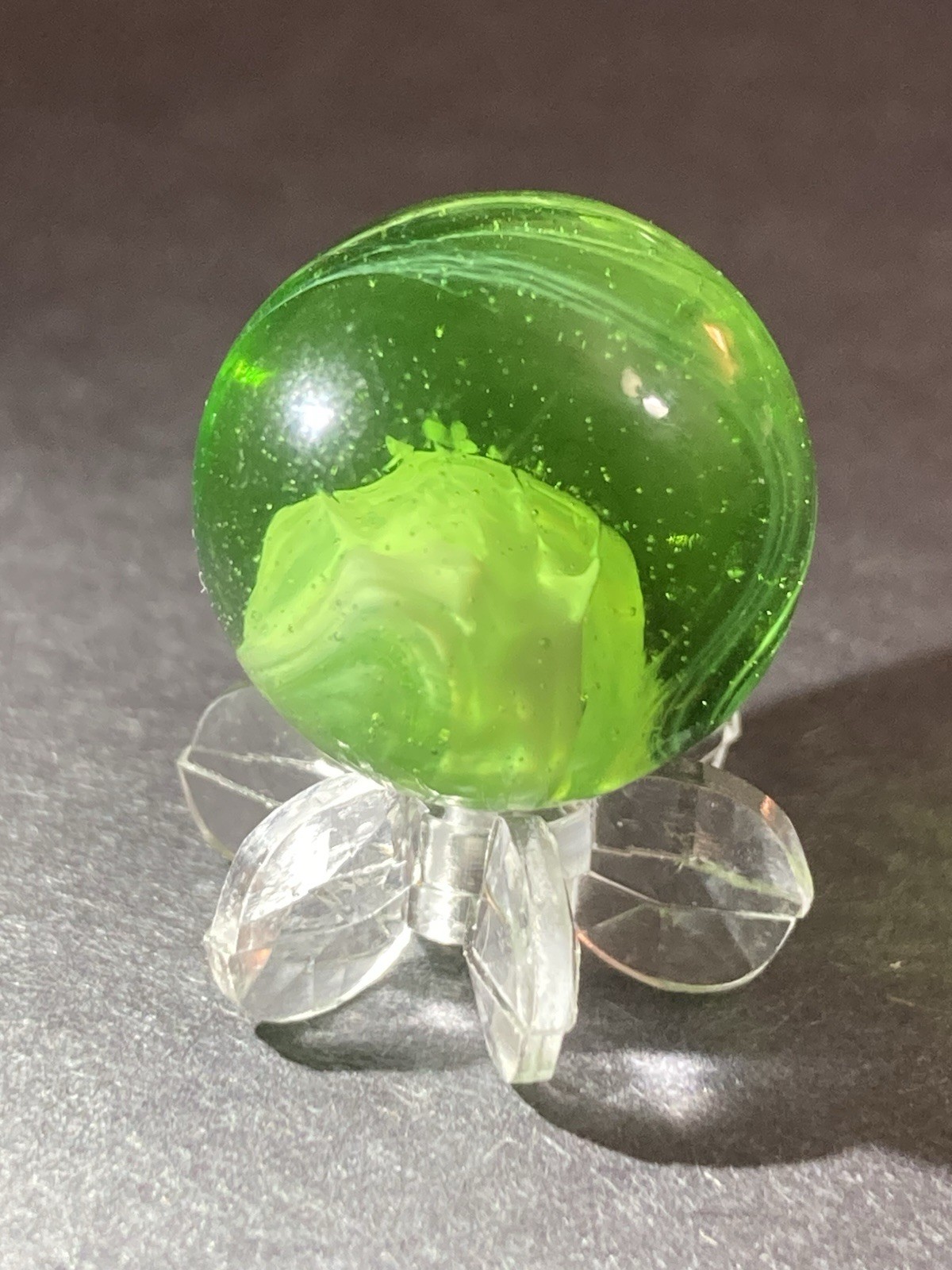 Collectible Marble UV Uranium STUNNING Must Have Green Swirls .66″