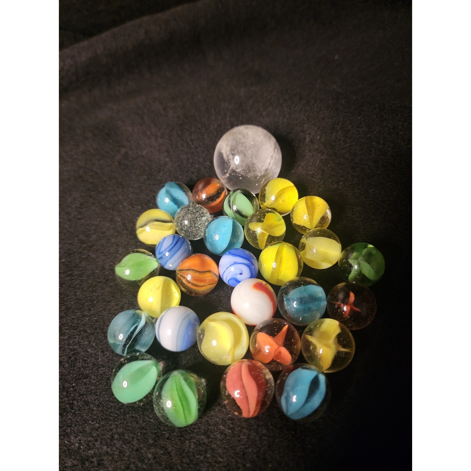 Vintage Glass Marbles Lot Mixed Cat Eye Swirl Shooters 25 Count 6oz Assorted