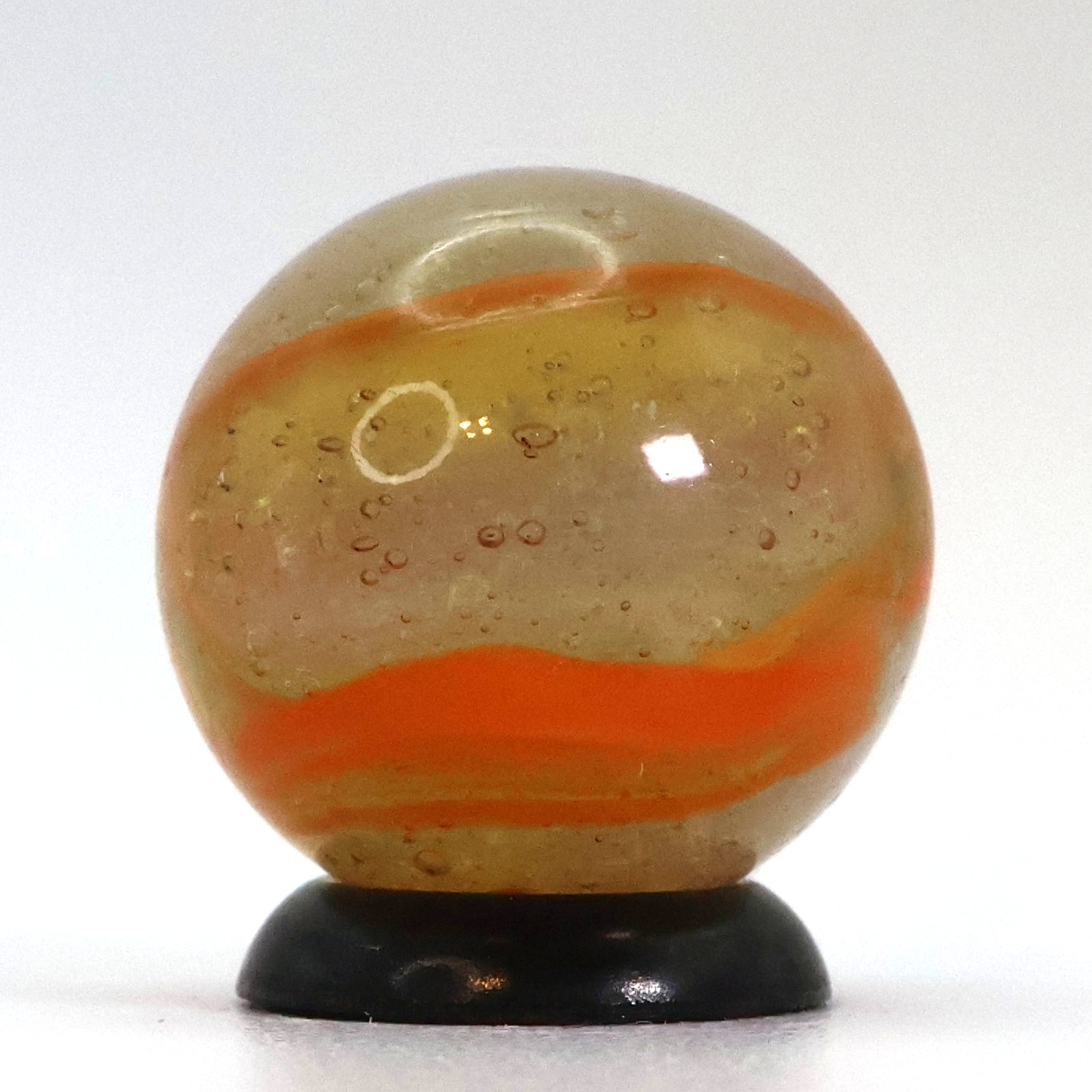 11/16″ Peltier Rainbo Clear Based Orange Seedy Bubbles MINT