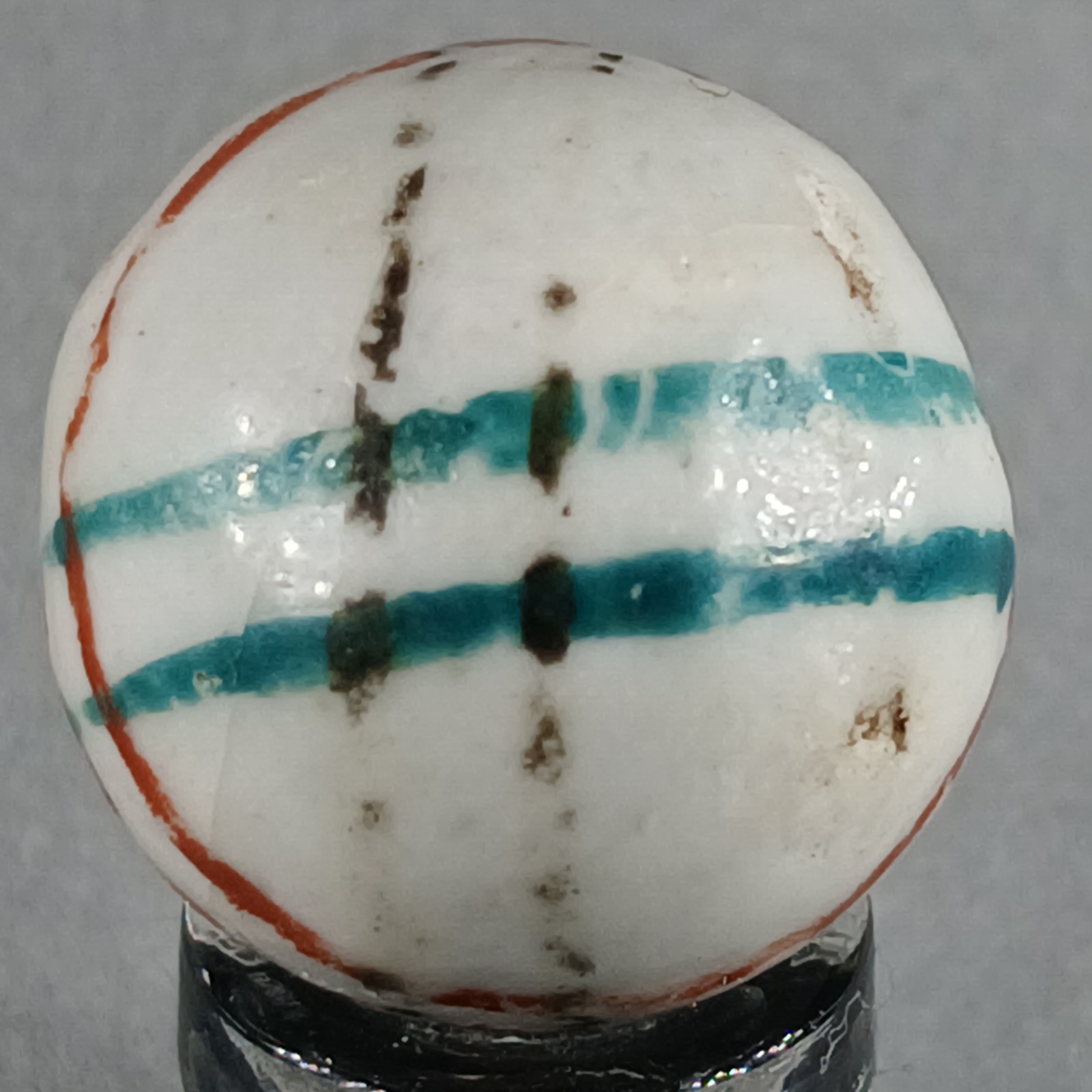 Vintage German Handmade China Glazed Lined Marble .67 Inches NM Condition