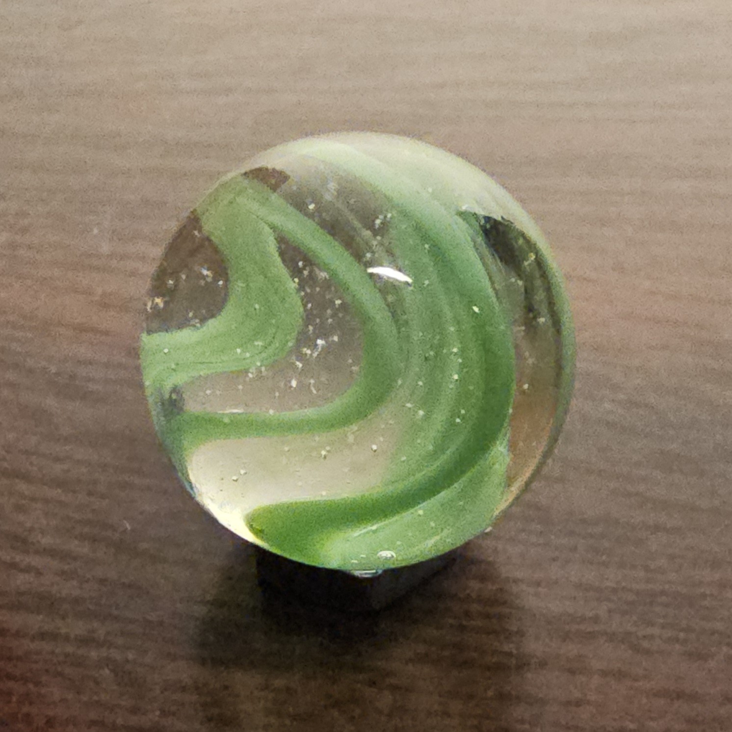 Vintage Vacor Green Spaghetti Ribbon .625″ Glass Marble