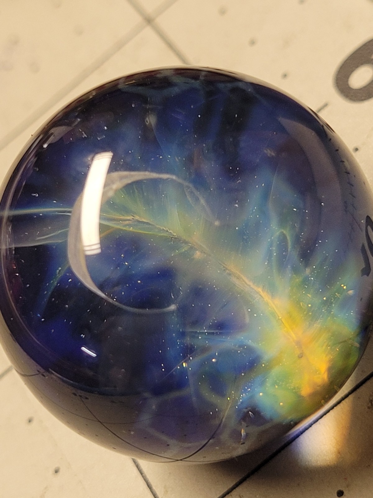 Contemporary Art Glass Marble 1.07″ Fumed Galaxy MIB Heady Borosilicate