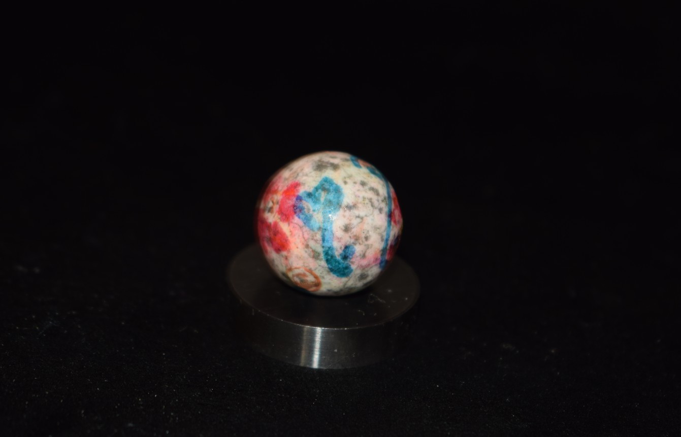 🧐👉Antique hand painted, multi-color glazed clay collector’s🌺art marble .750″