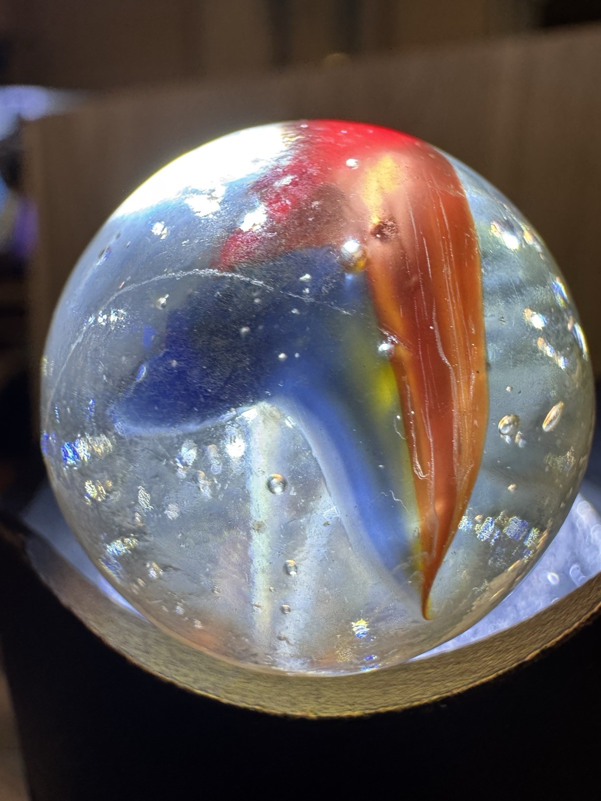 Vintage German Handmade Romanian Flag Shooter Marble
