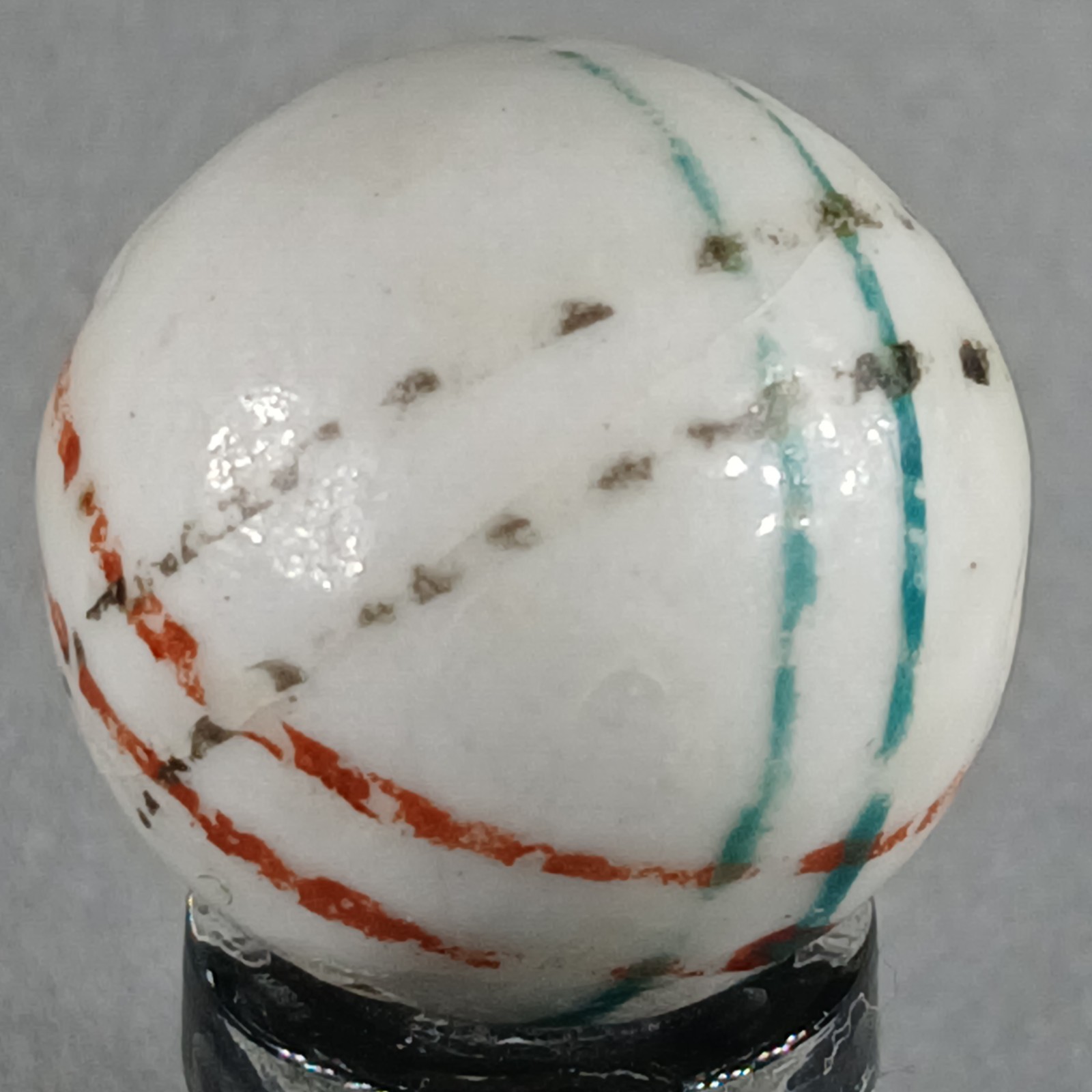 Vintage German Handmade China Glazed Lined Marble .67 Inches NM Condition