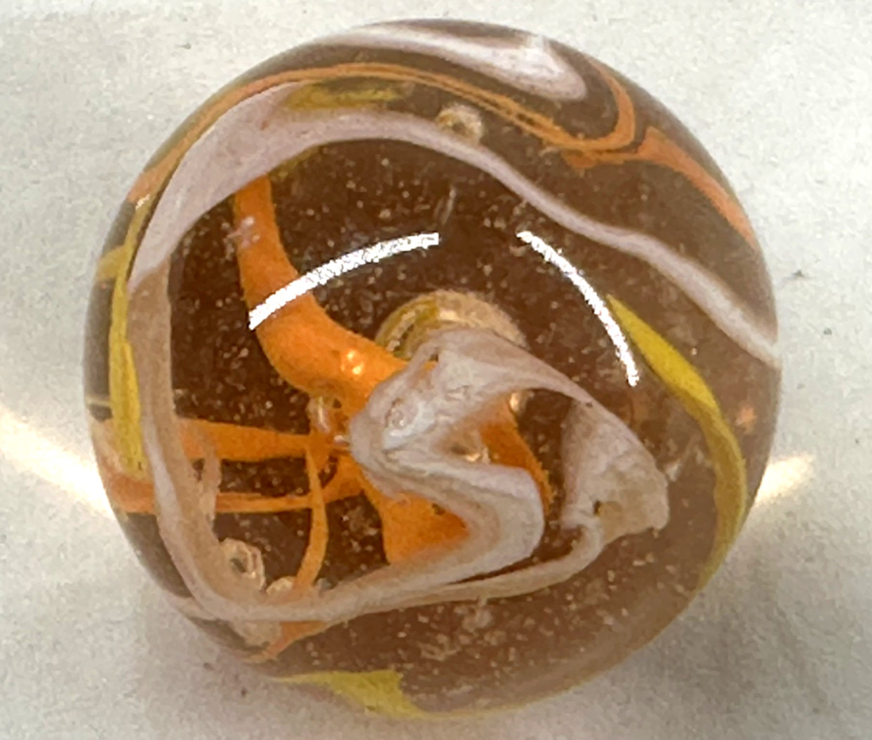 TOE BREAKER 50mm (2″) FIREFLY Orange/Yellow Marbles glass ball HUGE