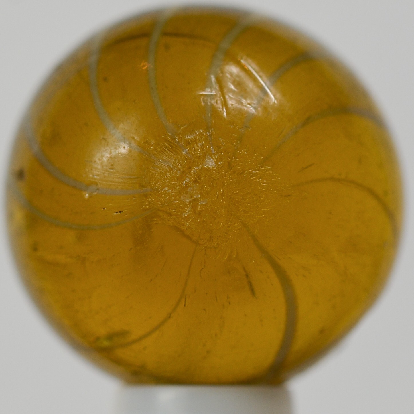 Handmade Gooseberry Marble, Amber Glass, 11/16 in, Good+, Chip, Germany, S1412