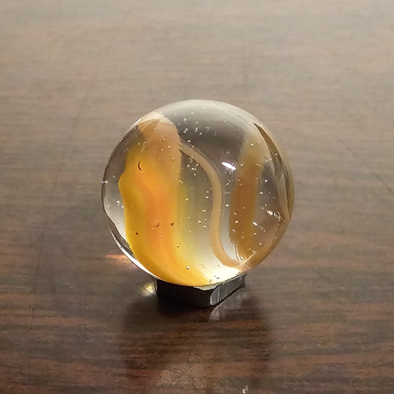 Vintage Vacor Orange Sherbert Spaghetti Ribbon .593″ Glass Marble