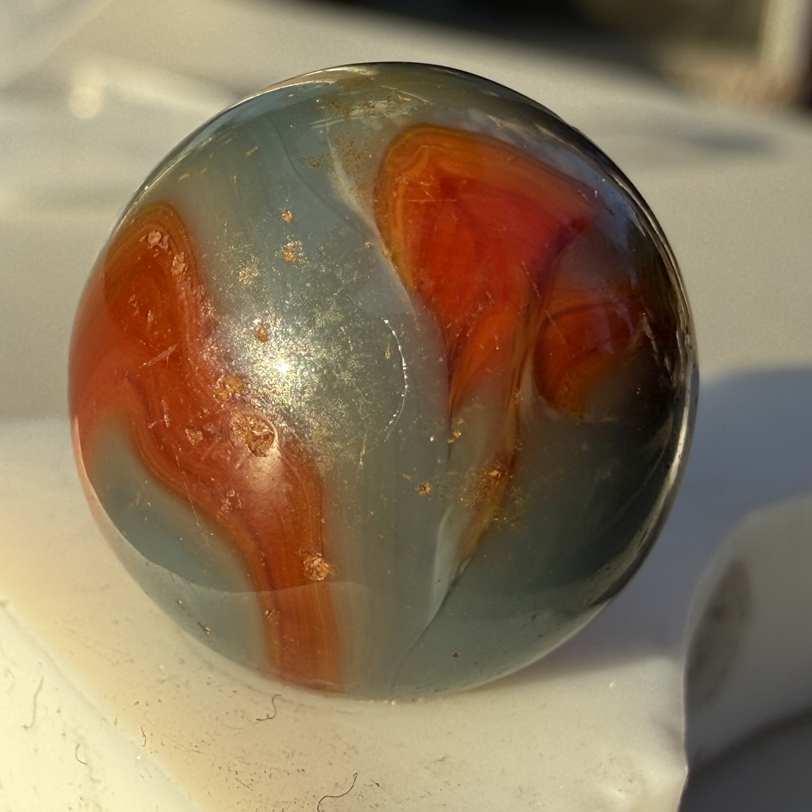 Vintage Alley Agate St Mary’s Ghost Marbles 5/8” NM-