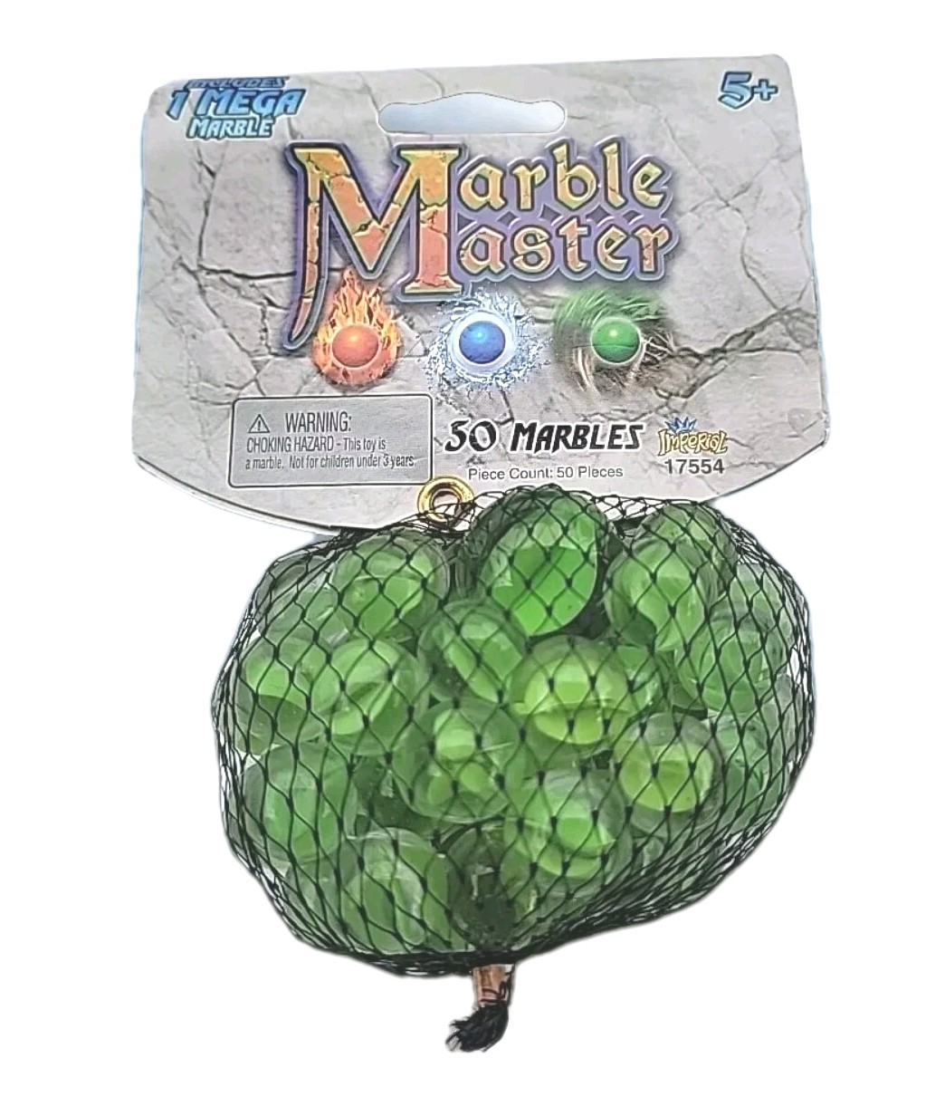 Imperial Toy Glass Marble Master & One Mega 50ct. Green NEW 2017