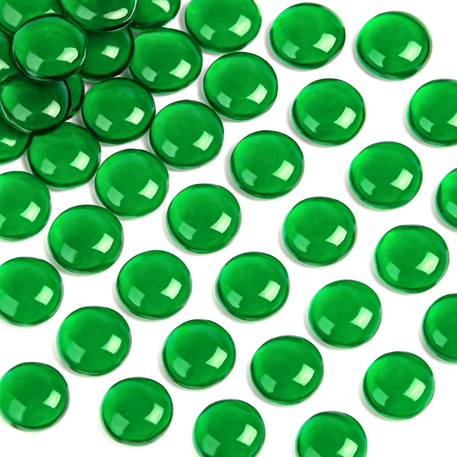 Translucent Green Flat Glass Pebbles, 0.6-0.7 Inches – Ideal for Crafts & Decor