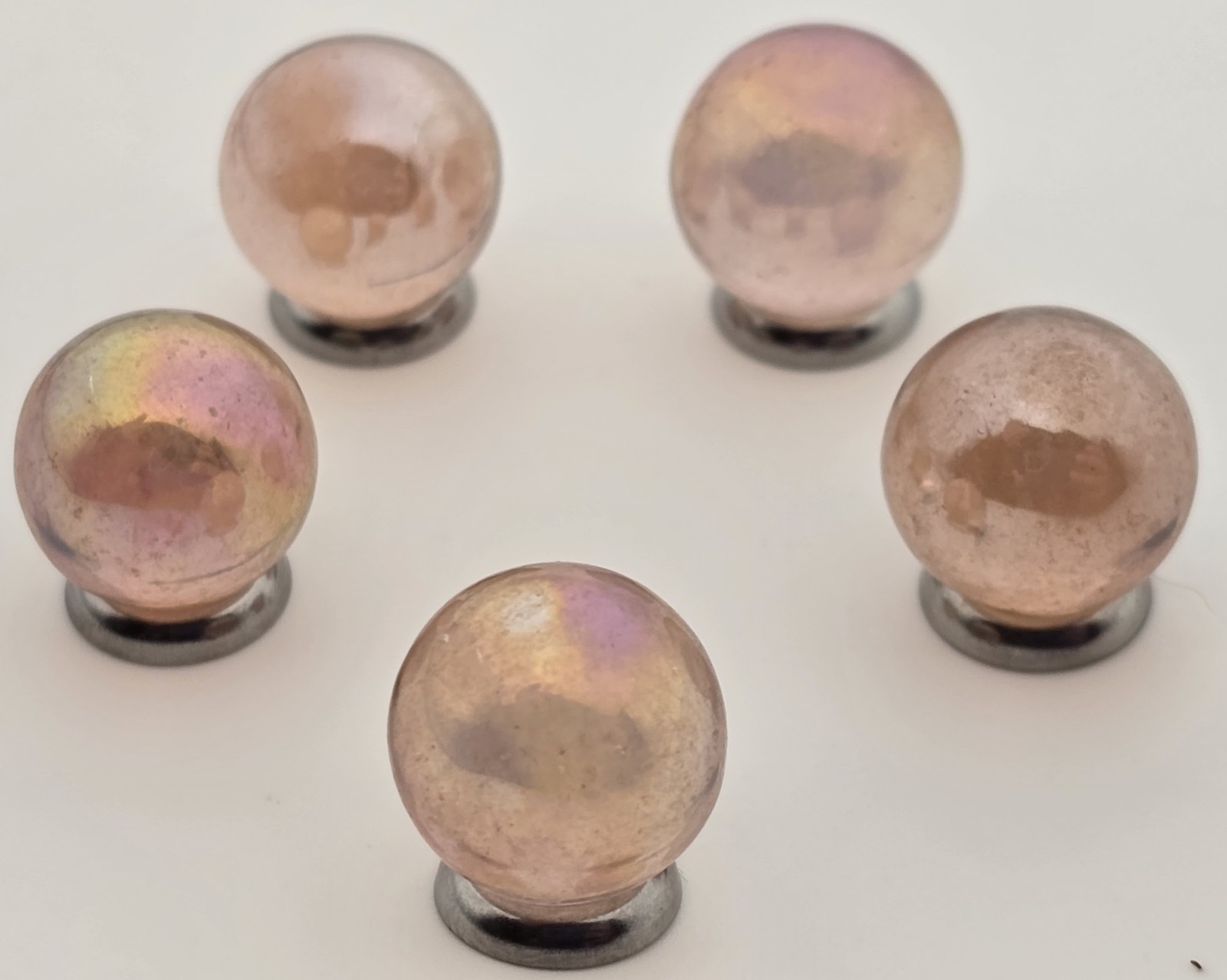Vintage 14mm “Luster Peachy Pink” Pack of 5 Player Glass Marbles (~9/16 inch) –