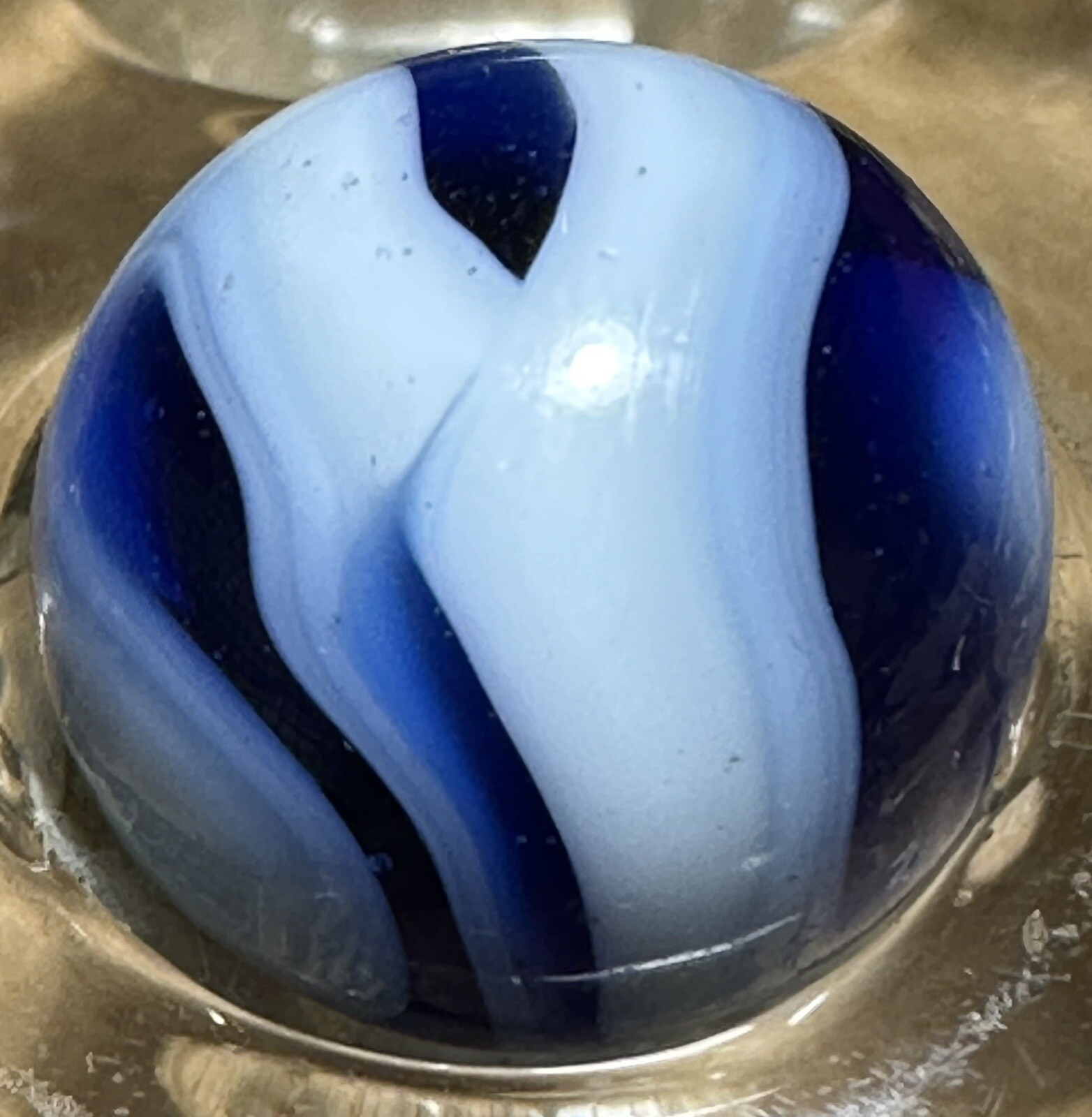 VINTAGE PELTIER BLUE ZEBRA MARBLE (0.56”)
