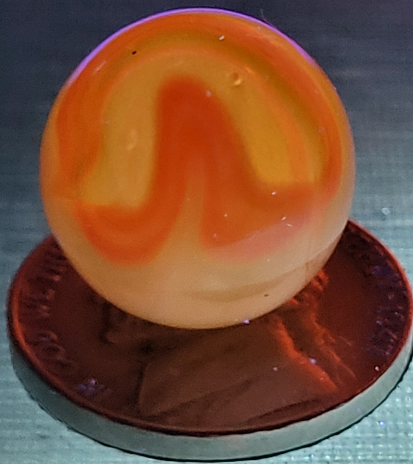 Vitro Agate Exotic Fancy Conqueror Marble 1940s Lime Base Cadmium
