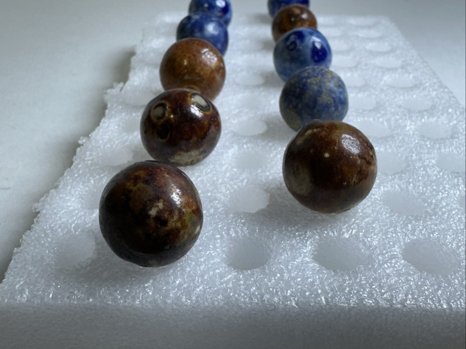 343 Lot Of 10 Vintage Handmade Clay Bennington Marbles! .713-.783”