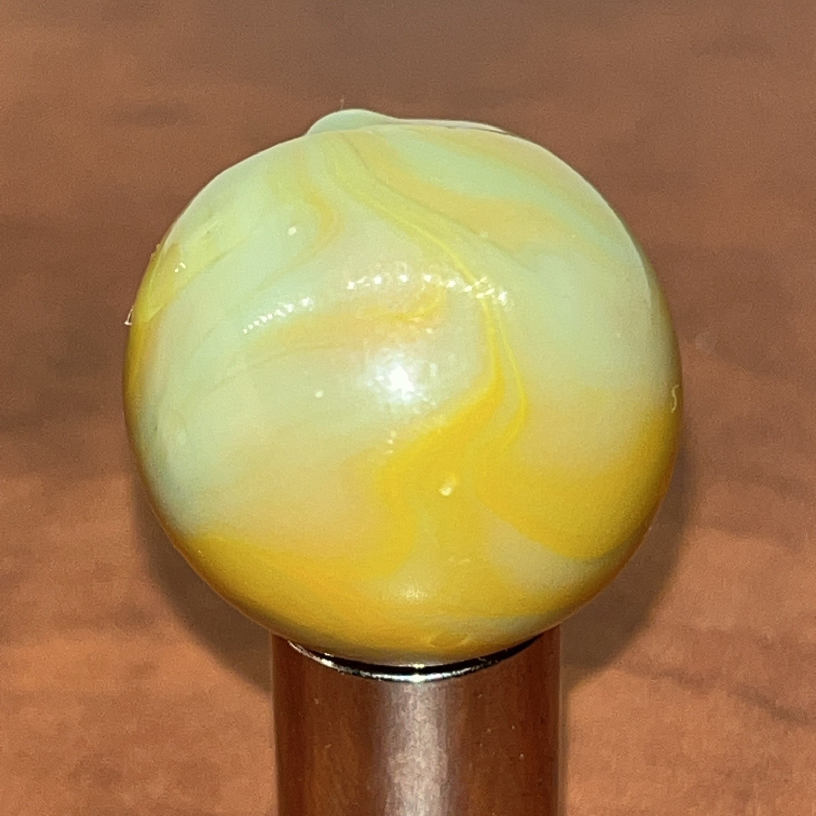 Vintage Shooter Marble .936 Rust/bluish/greyish/yellow. Glows In UV Light (8)