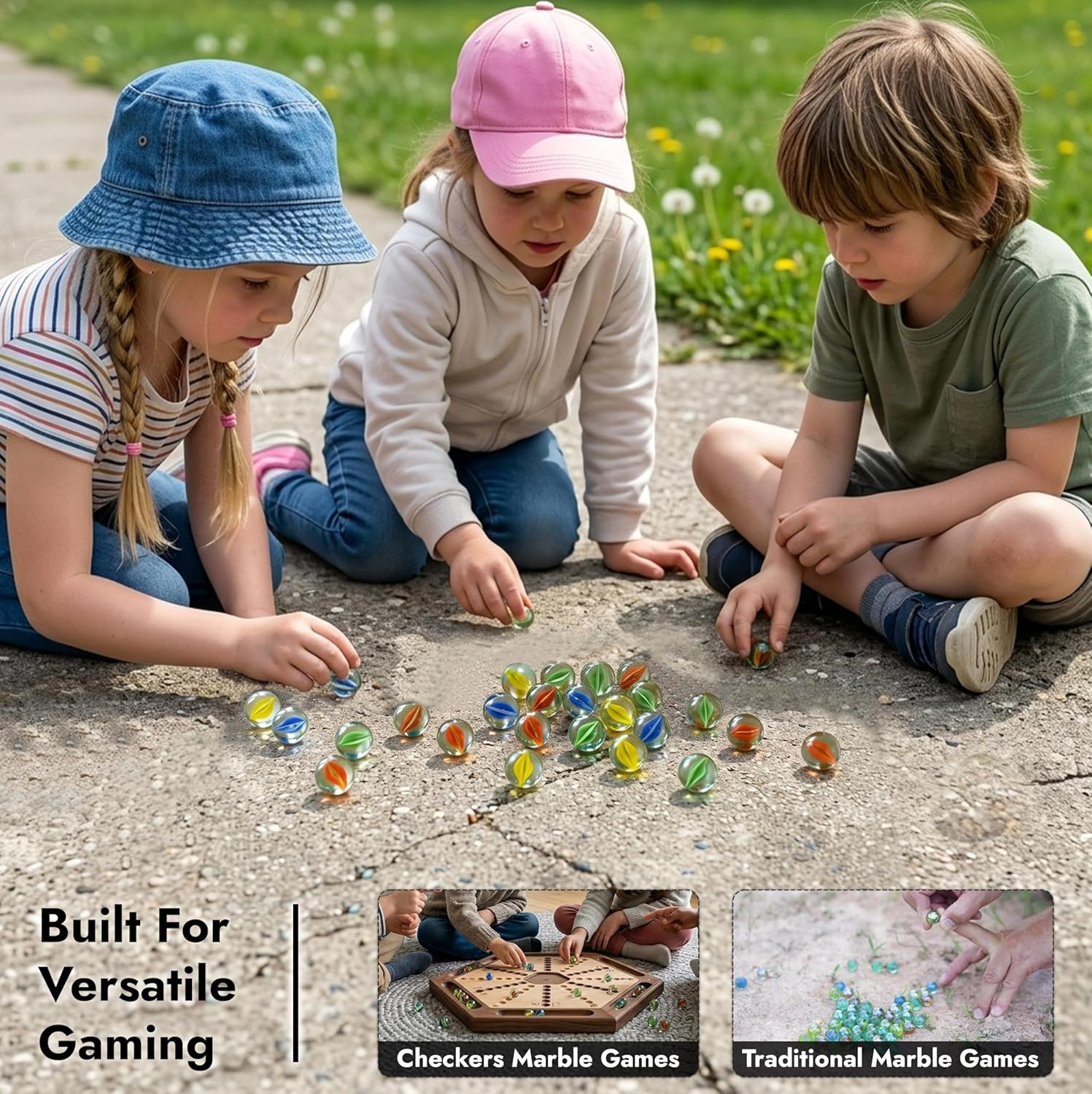 Marbles for Kids 40 Pcs Cat’S Eye Glass Marbles – Uniform 16Mm (0.63″) 4 Colors