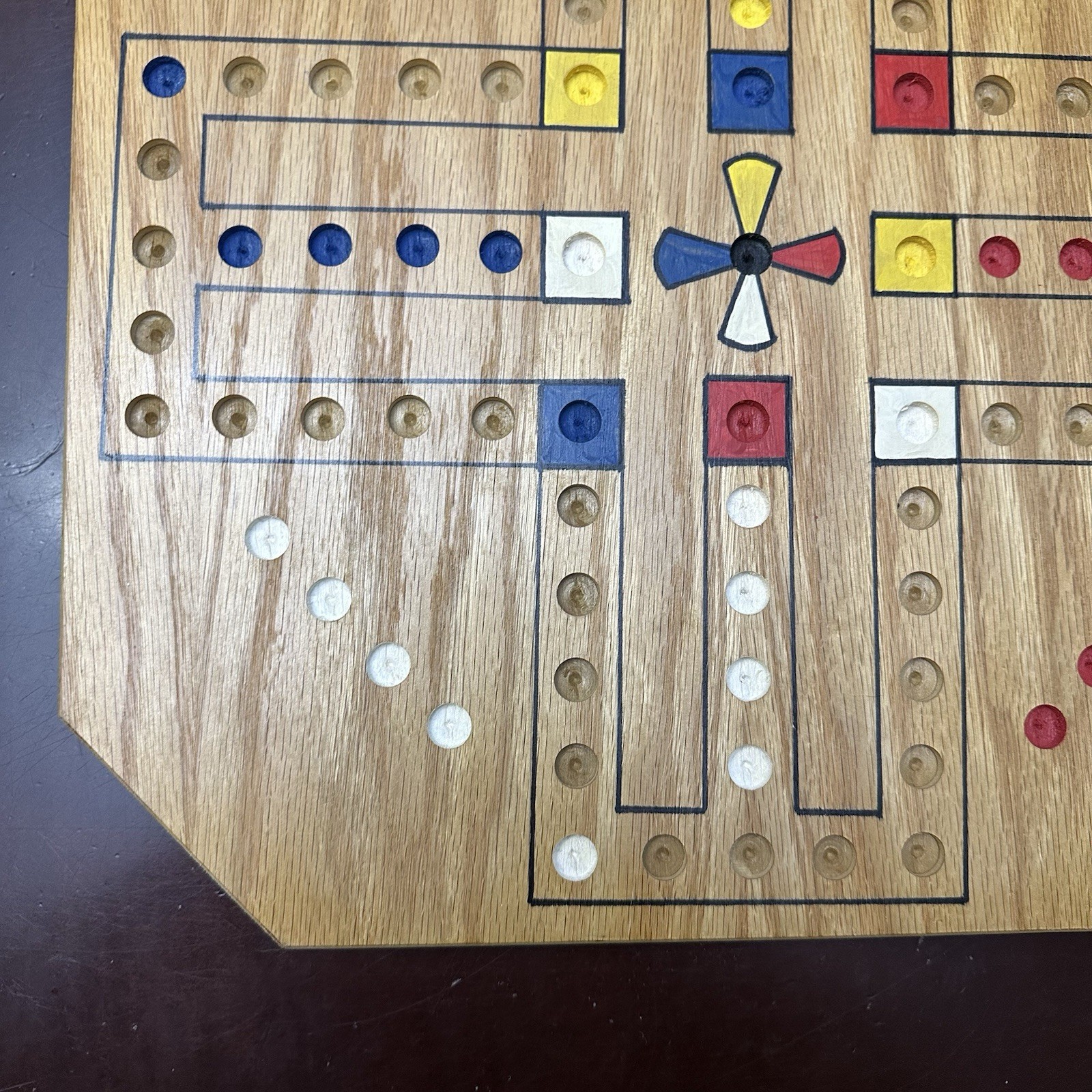 Marbles Wood Aggravation Board Game 2, 4 & 6 player Hand made Wahoo Double Sided