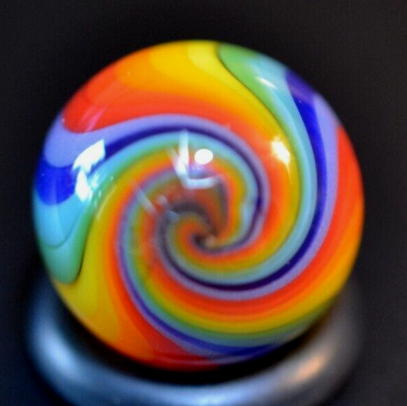 JAY SLACK GLASS MARBLE/.602″-RAINBOW CHEVRON-MANGO,TOMATO,TURQ.,LIME,CRIMSON +