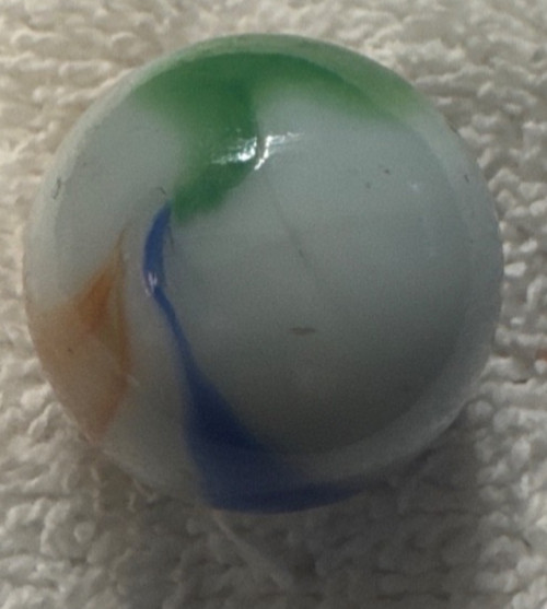 1 antique Red, White, Green, Blue Swirl Marble, Shooter vtg large king ?